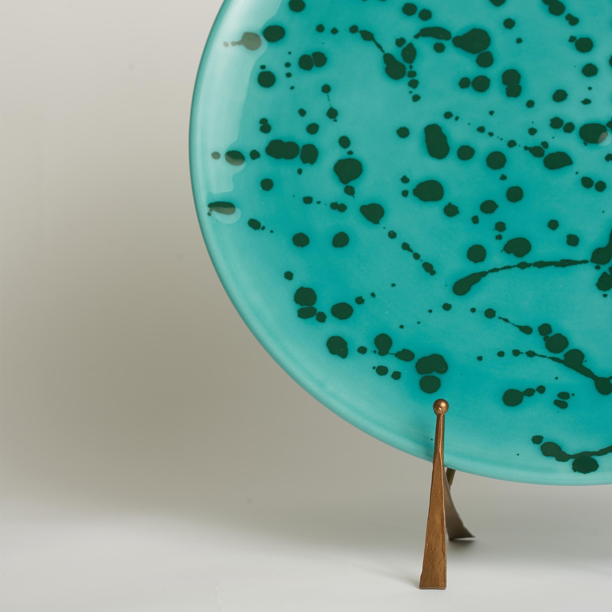 Aqua and Green Ceramic Decorative Plate - Alternative view 1