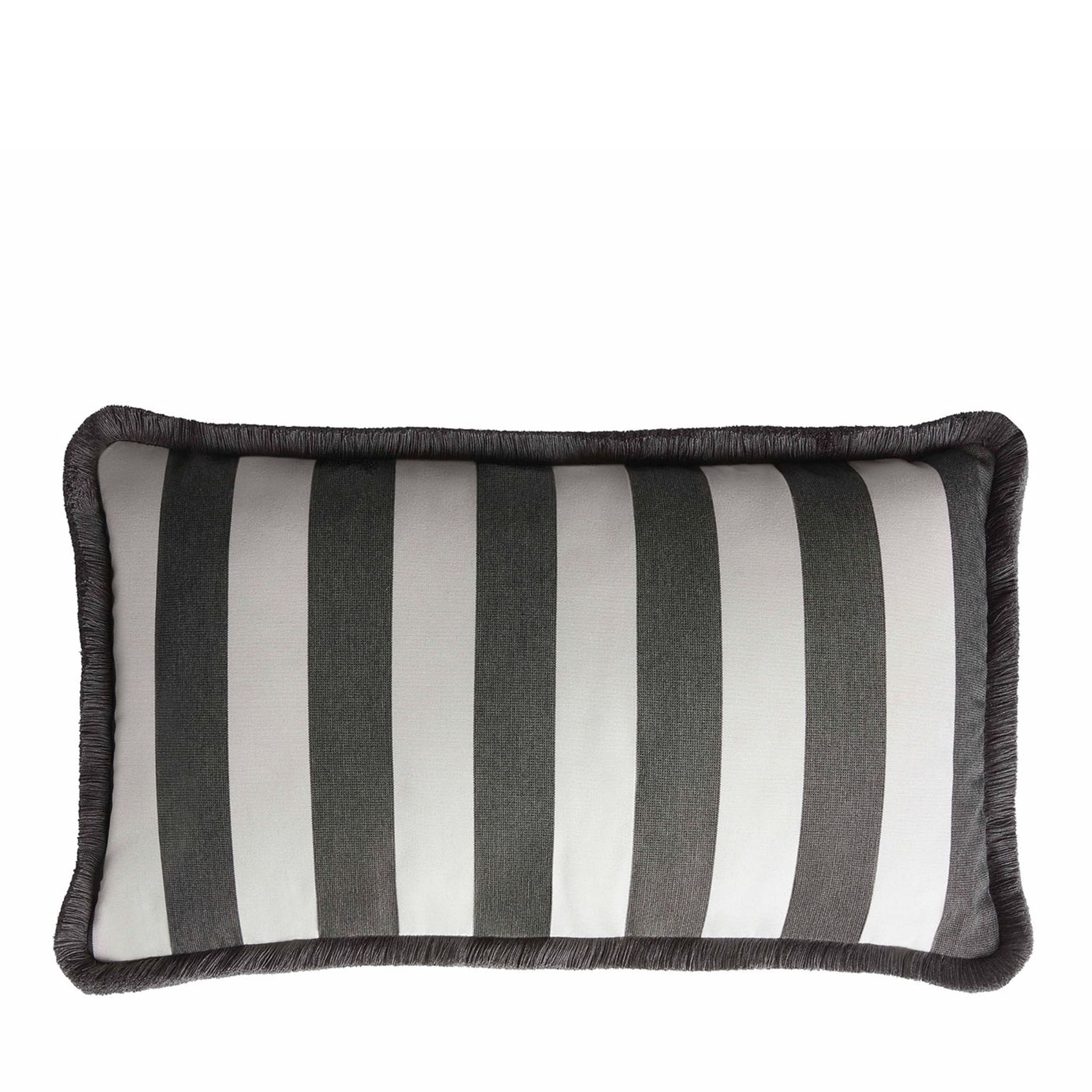 Happy White and Carbon With Fringes Outdoor Pillow  - Main view