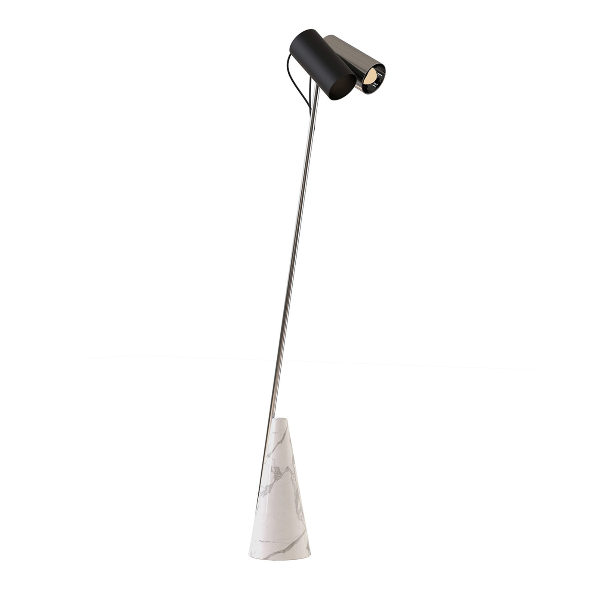 ED027 Lámpara de pie de piedra blanca y cromo - Vista principal