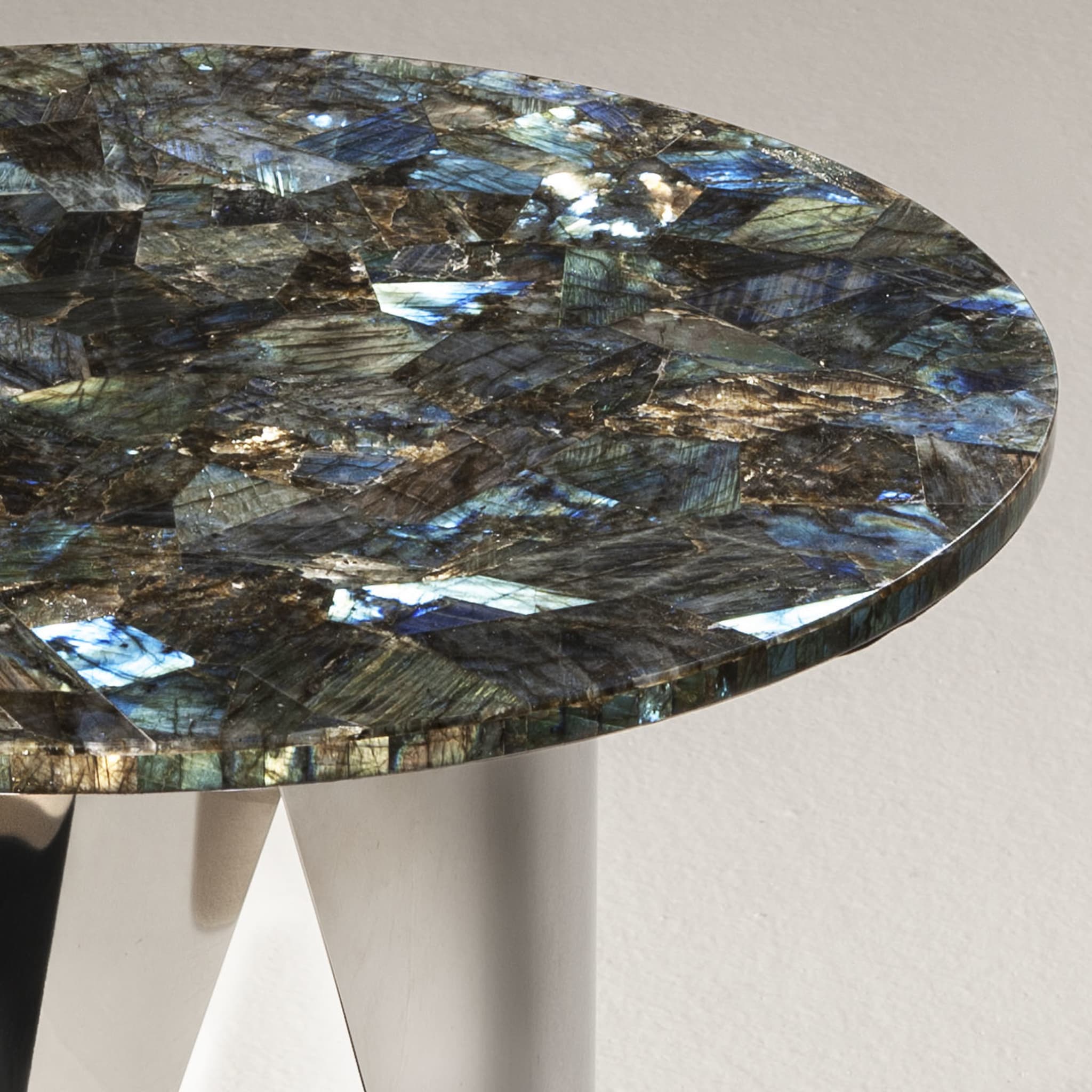 Buonanotte Round Labradorite & Chromed Side Table - Alternative view 2