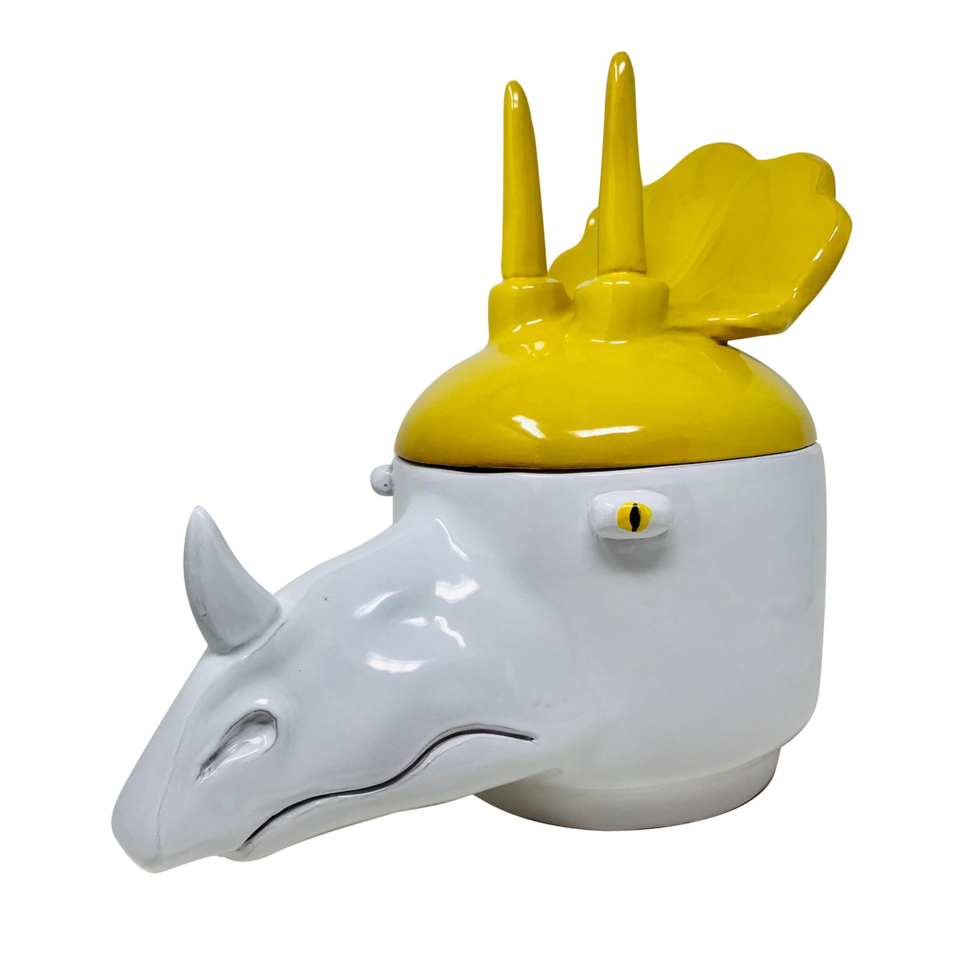 Triceratops Large Yellow and White Container with Lid - Freaklab