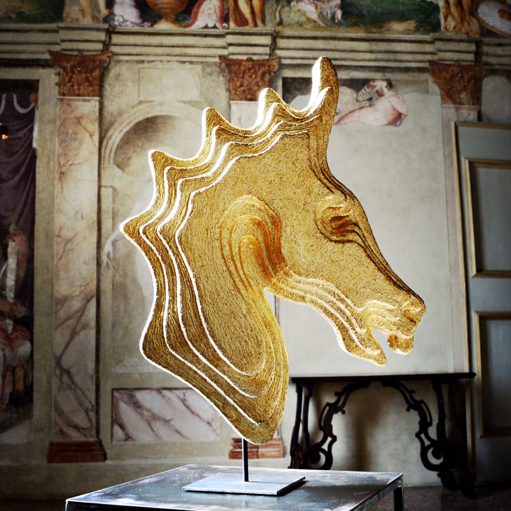 Gold Head Horse Golden Sculpture - Alternative view 2