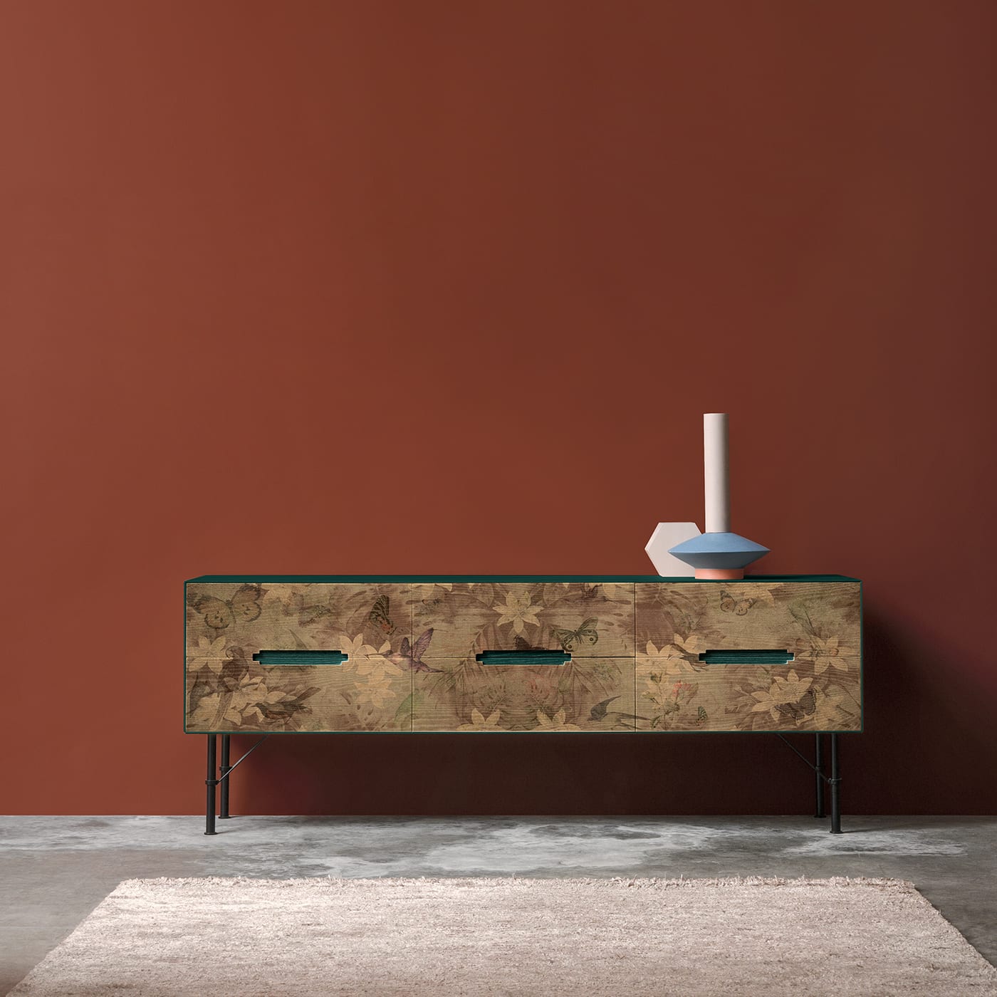 Floral 6-Drawer Polychrome Sideboard  - Icon's Design Milano