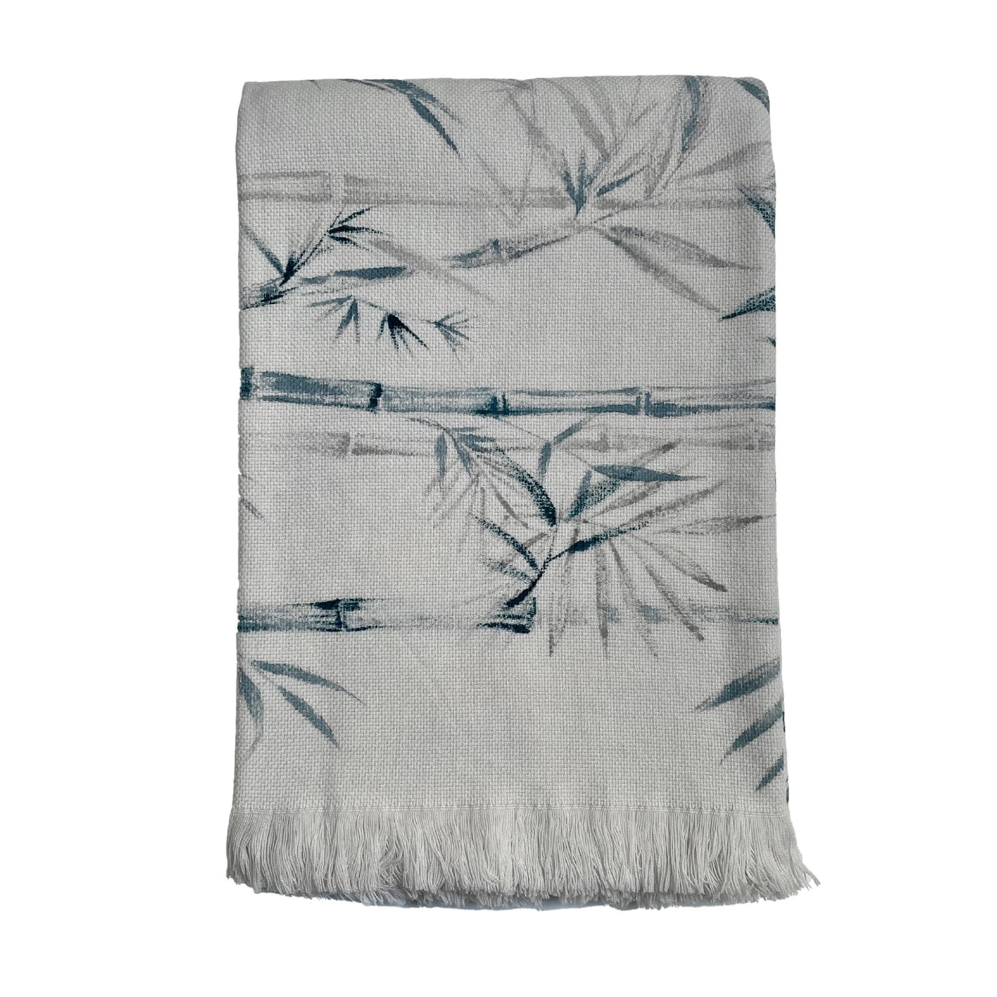 Bamboo Fringed Off-White Handpainted Blanket - Main view