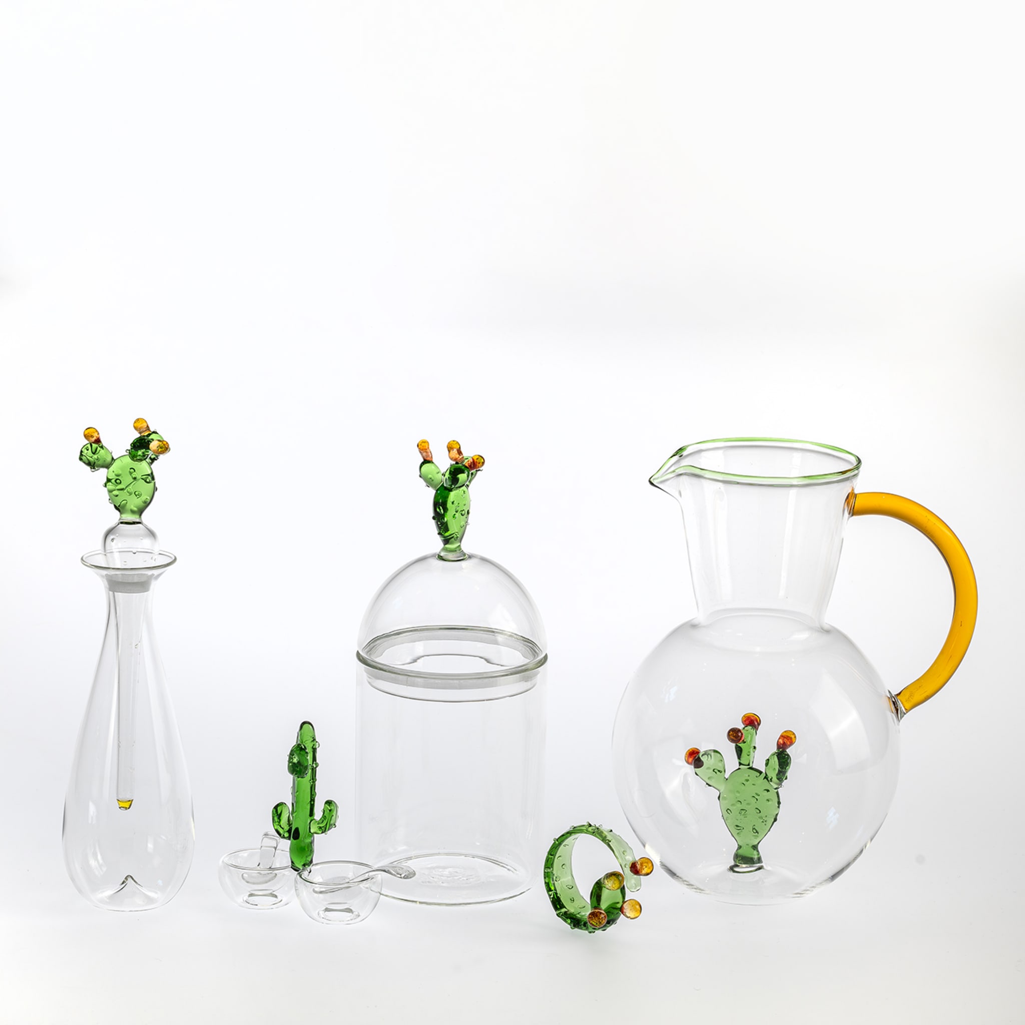 Portofino Handcrafted Glass Cactus Salt&Pepper Set  - Alternative view 3
