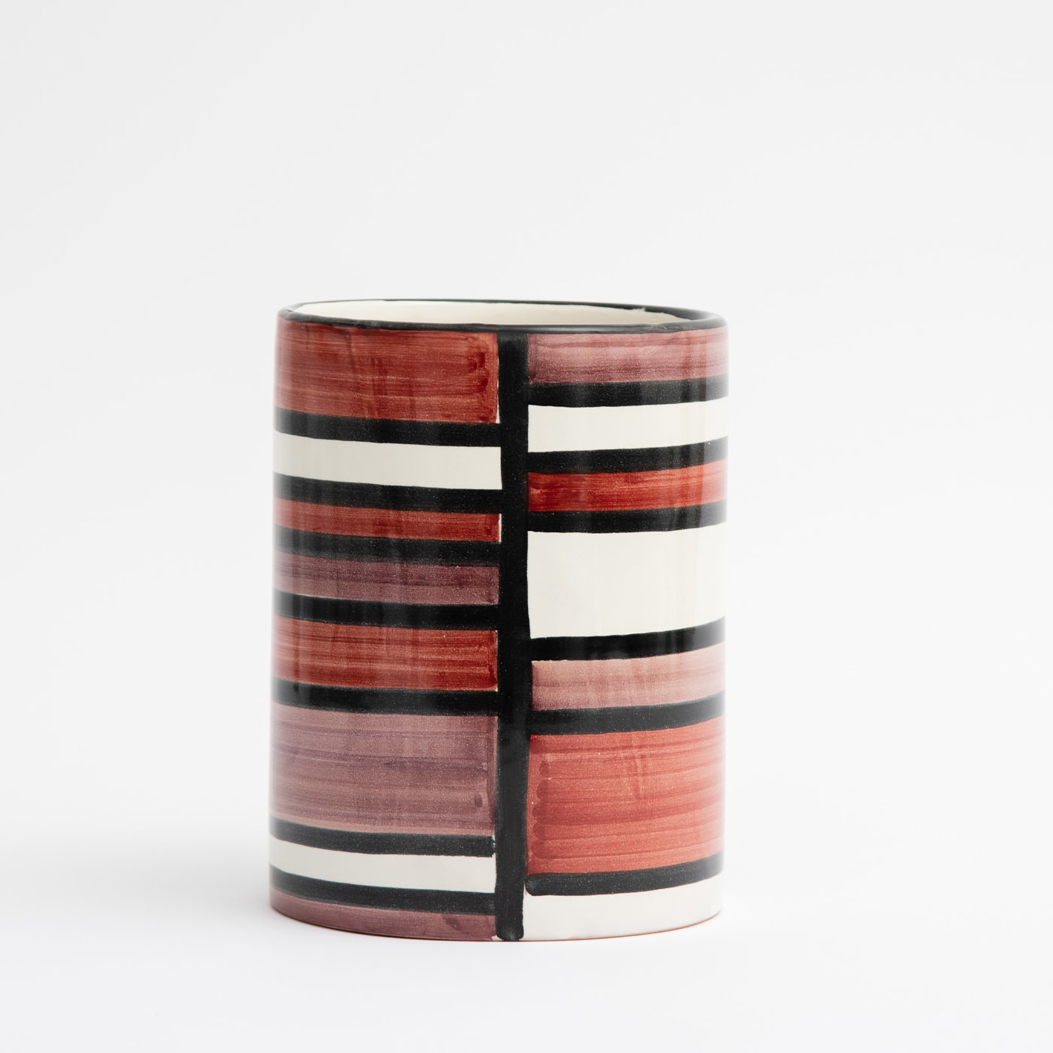 Nemesi Cylindrical Striped Rust Vase - Alternative view 1