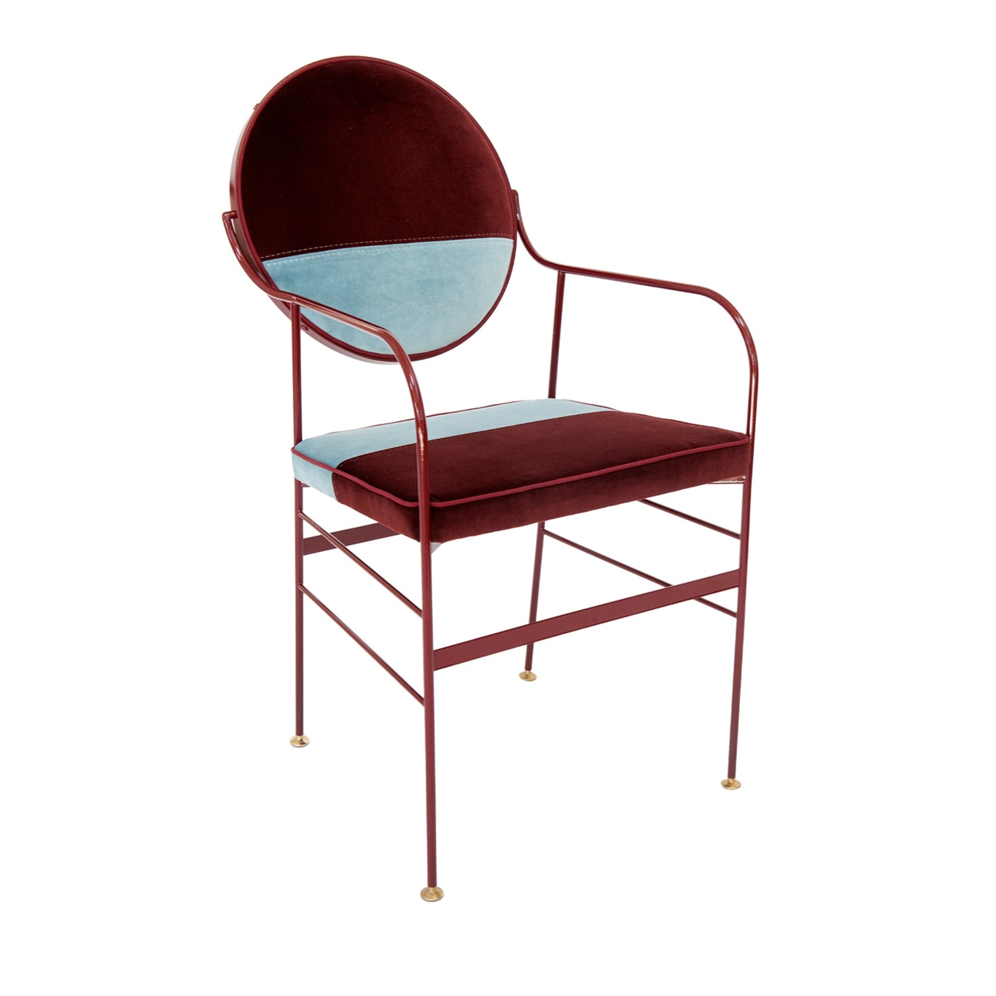 Set of 2 Luigina Burgundy and Light Blue Chair - Main view