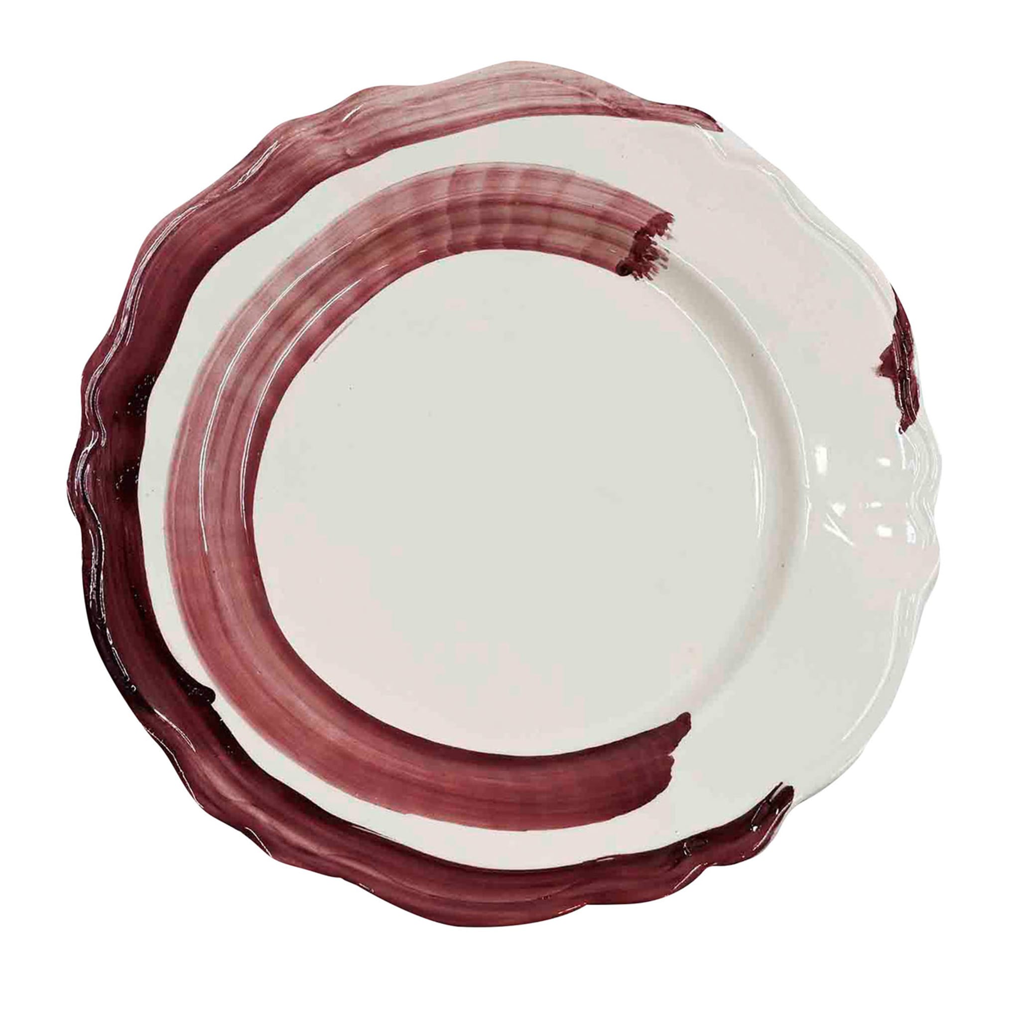 Set of 2 Plum Brushstrokes Dinner Plates - Main view