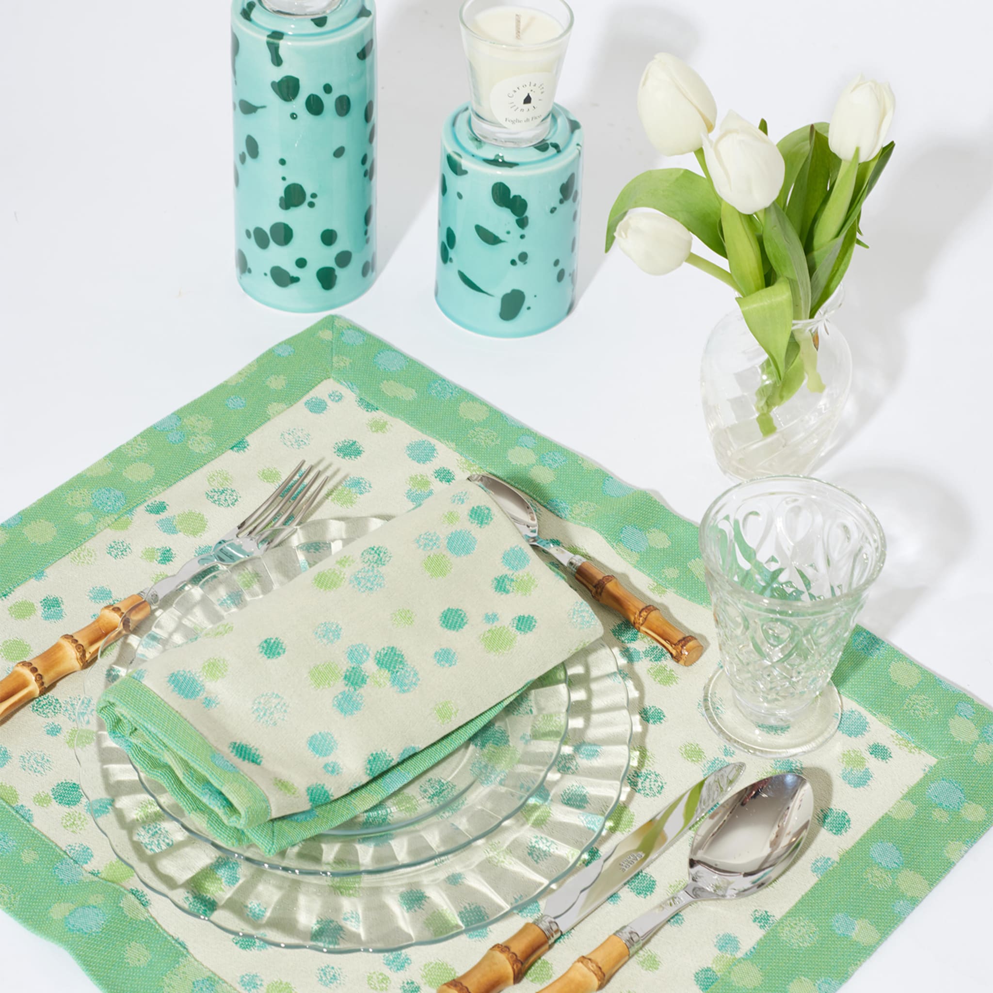 Set of 2 Aqua and Green Placemats with napkins - Alternative view 1