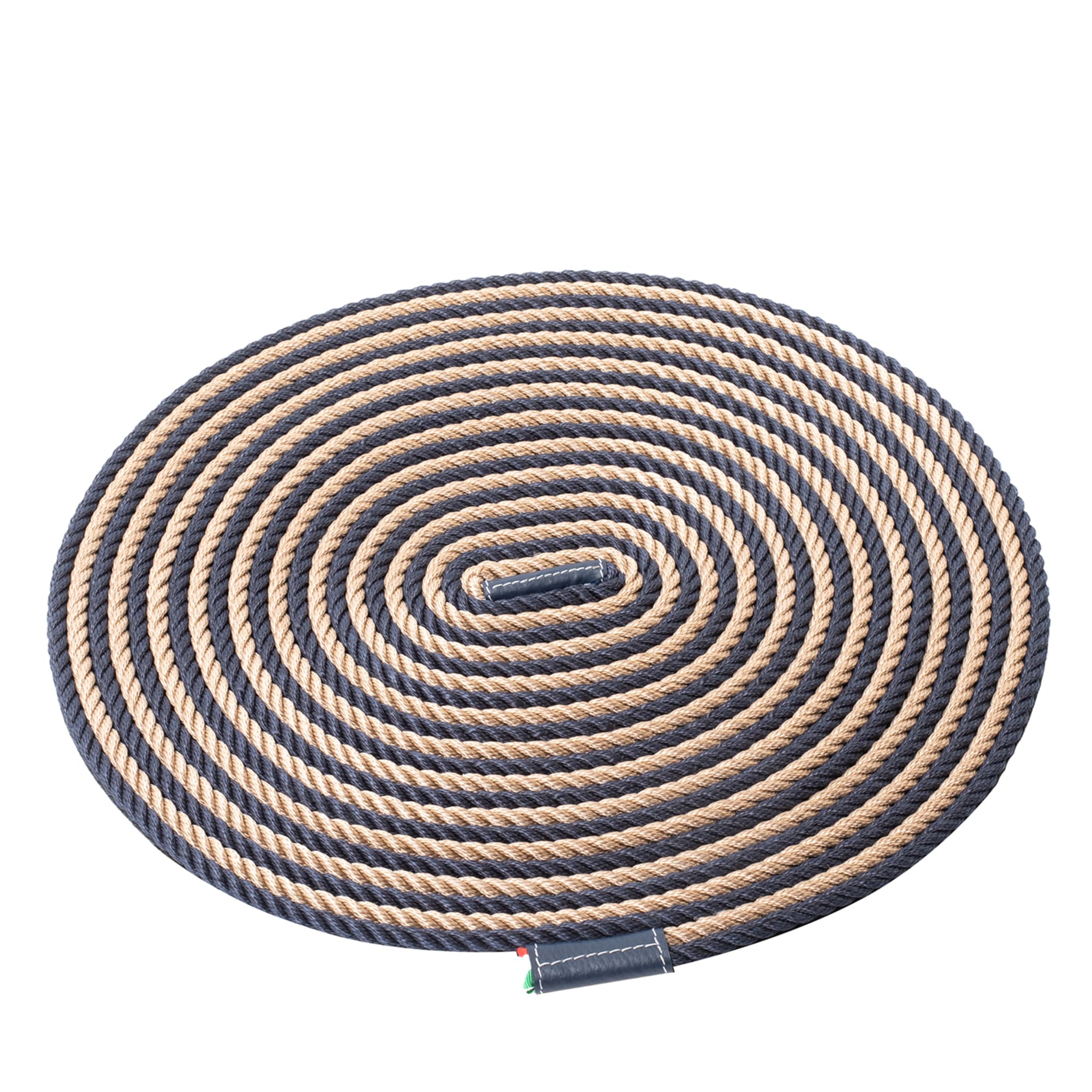 Beige & Black Coiled Rope Table Mat  - Main view