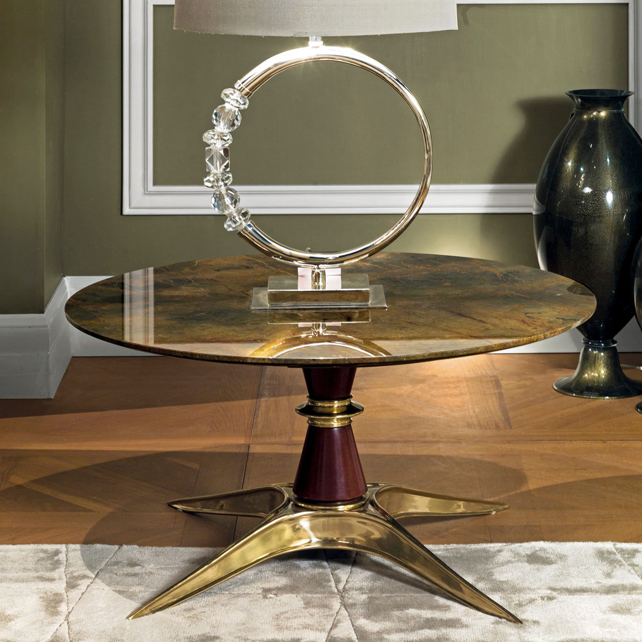Brass and Tierra di Siena Side Table - Alternative view 1