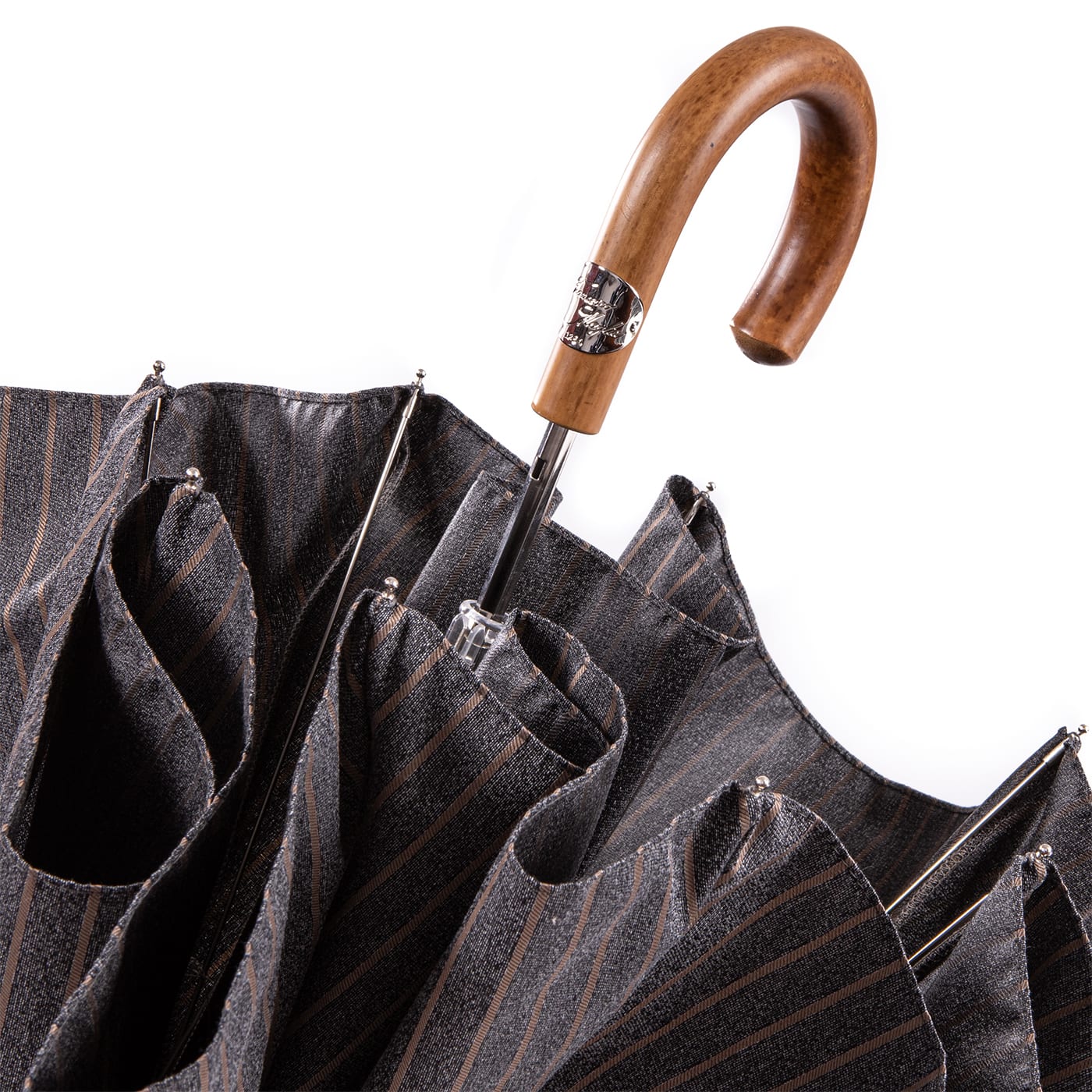 Gray Stripe Foldable Umbrella - Francesco Maglia Milano