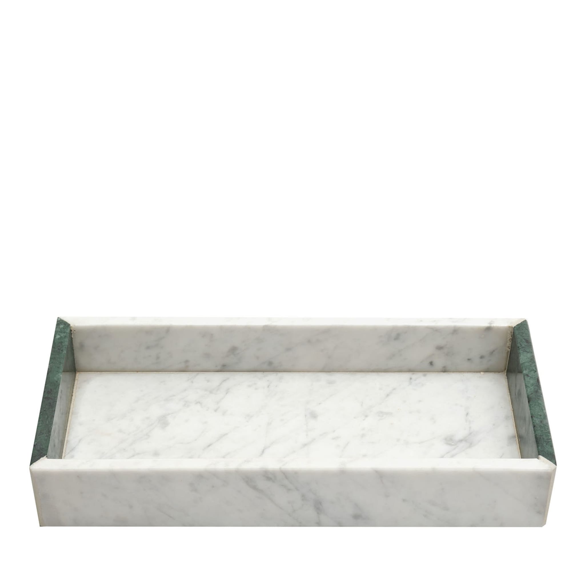 Vassoio in marmo di Carrara e marmo verde #1 - Vista principale