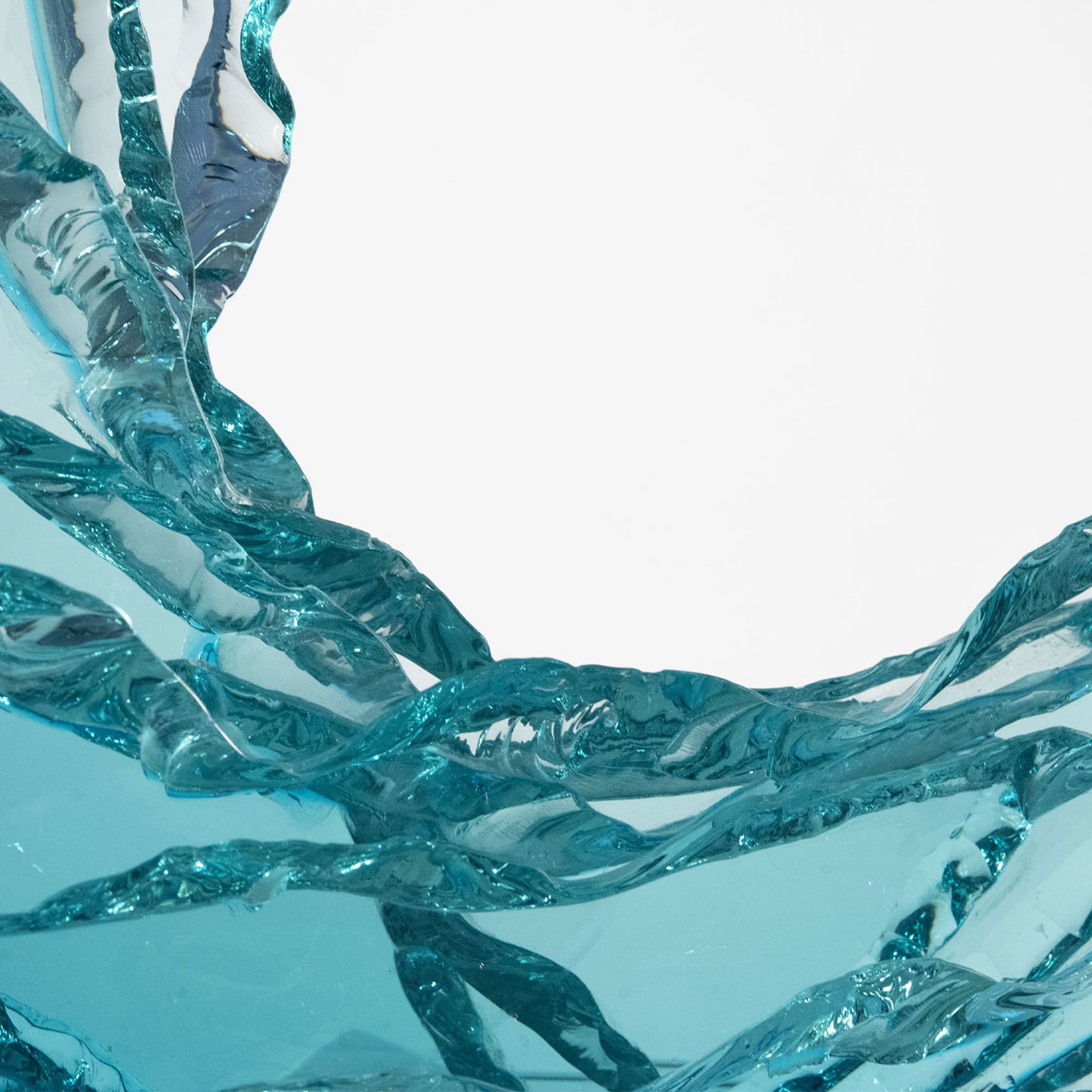 Scultura in cristallo d'onda con acquamarina  - Vista alternativa 5