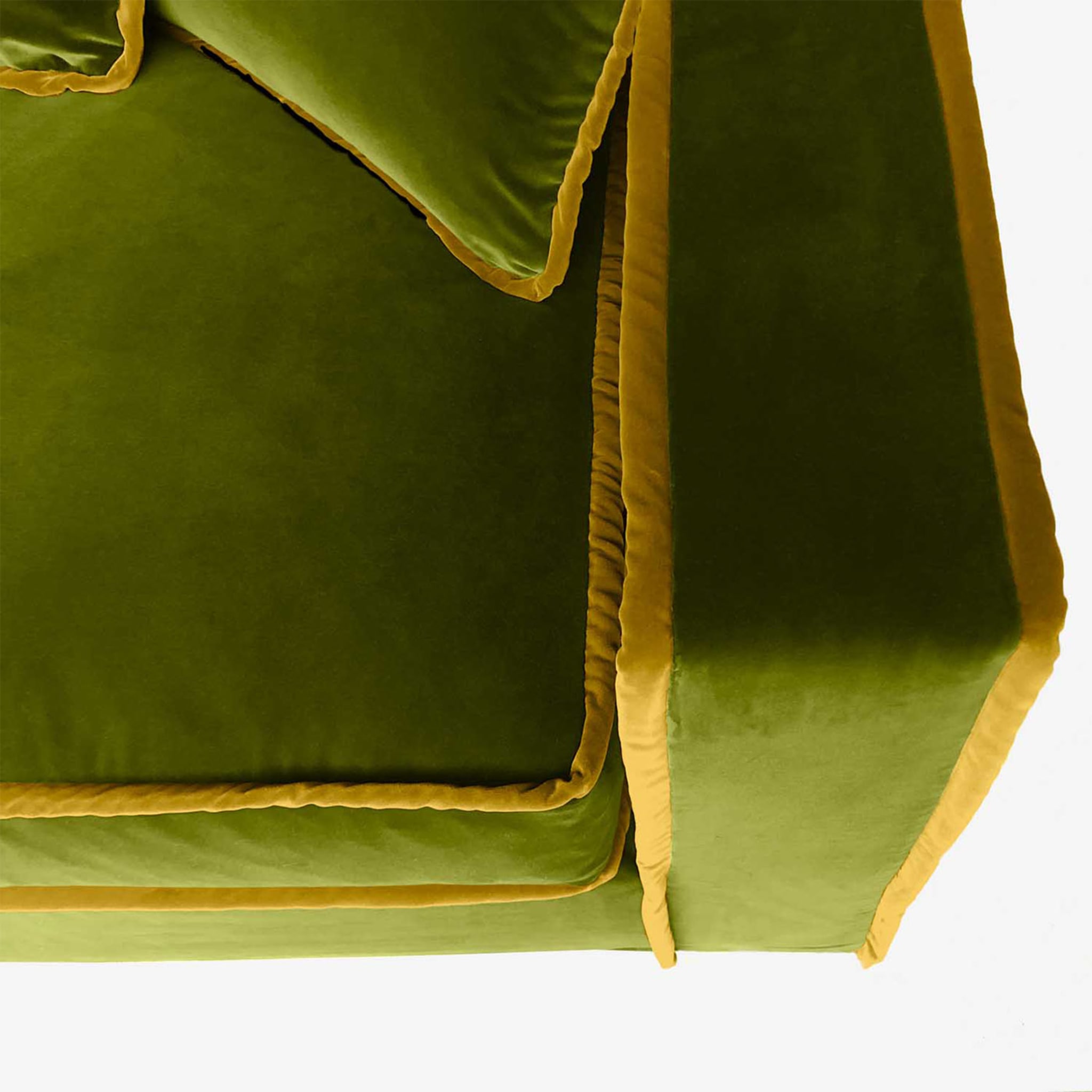 Sofá de 3 plazas de terciopelo verde y dorado Rafaella - Vista alternativa 1