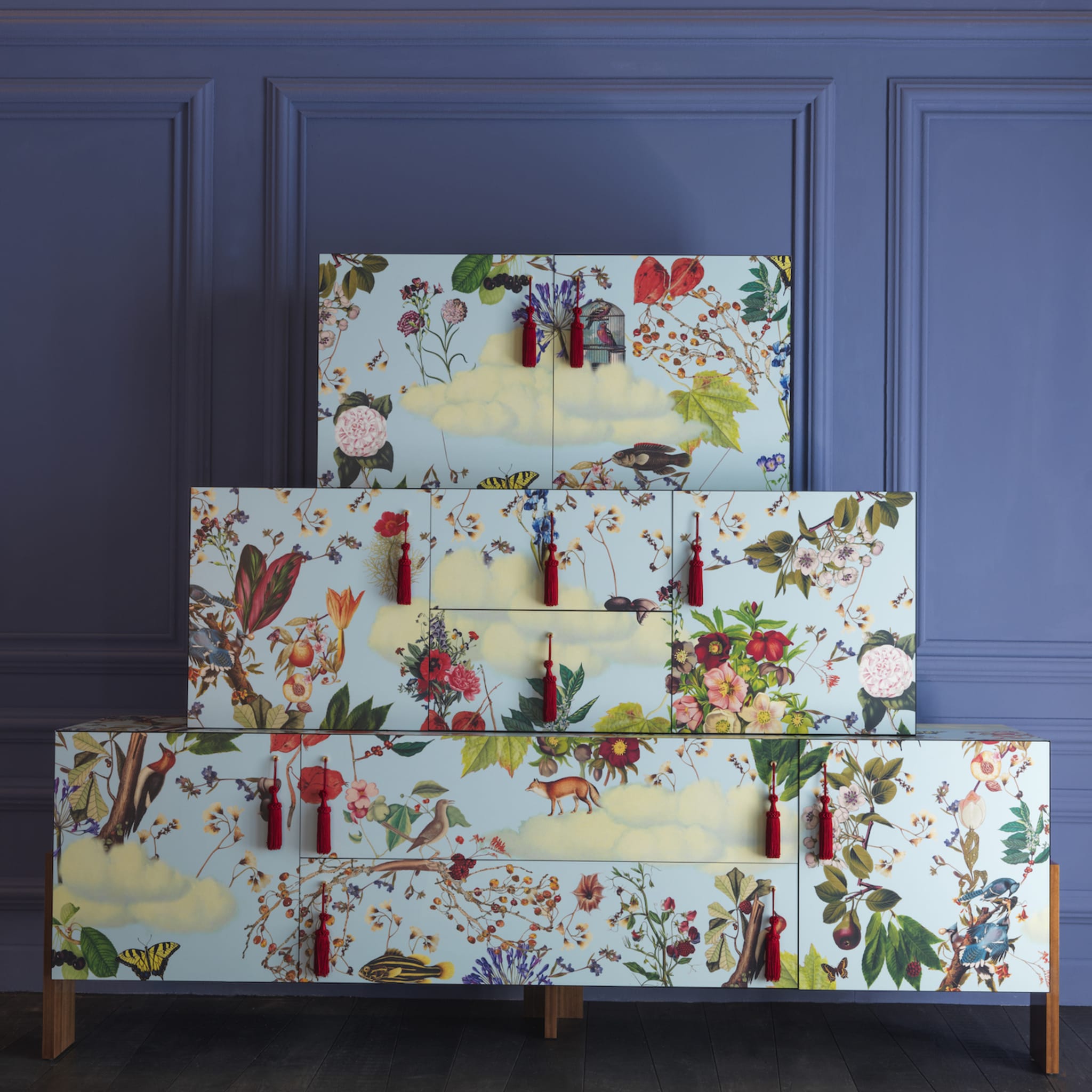 Ziqqurat 3-Module Floral Polychrome Cabinet by Driade Lab - Alternative view 1