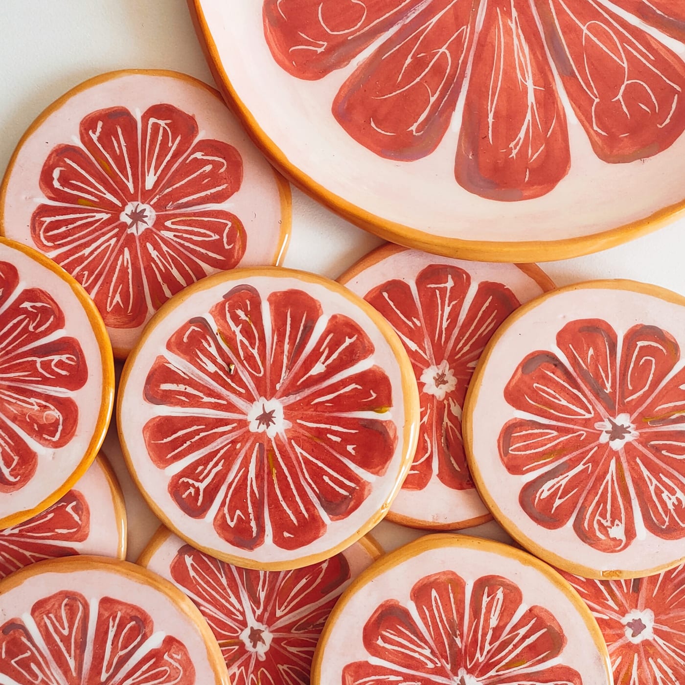 Wooden Pink grapefruit coaster