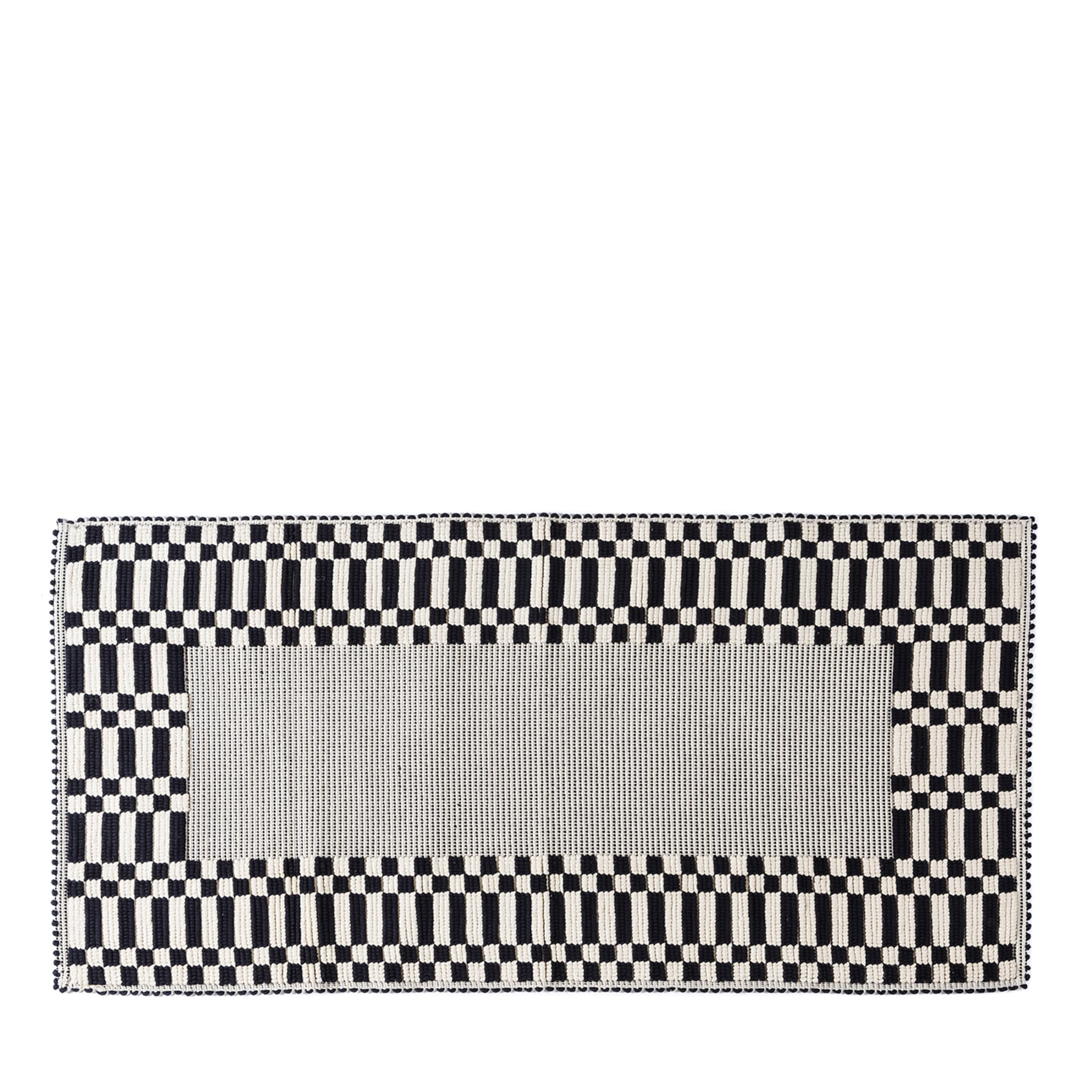 Bisaccia Checkered Black and White Rectangular Rug - Main view