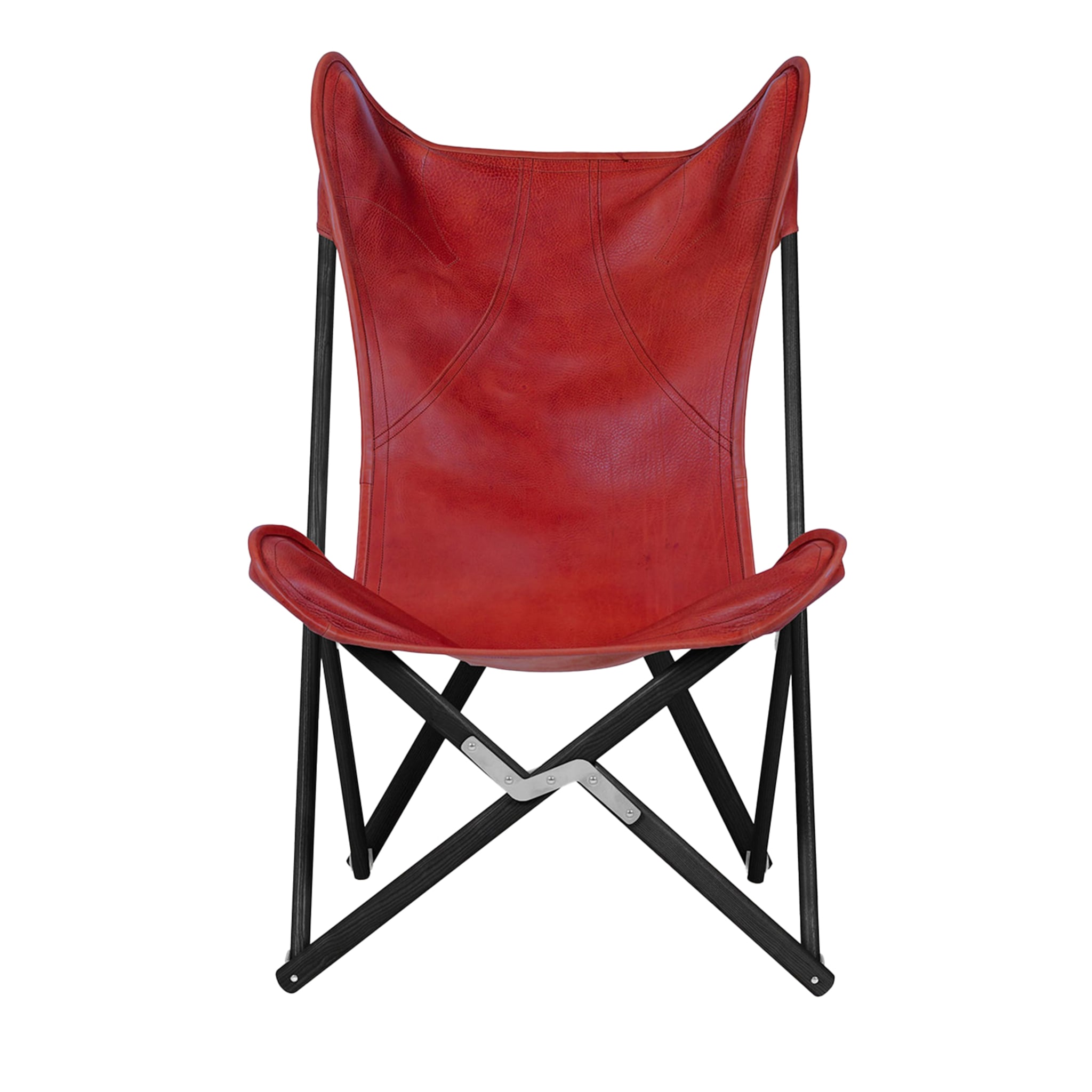 Tripolina Sessel aus rotem Leder - Hauptansicht