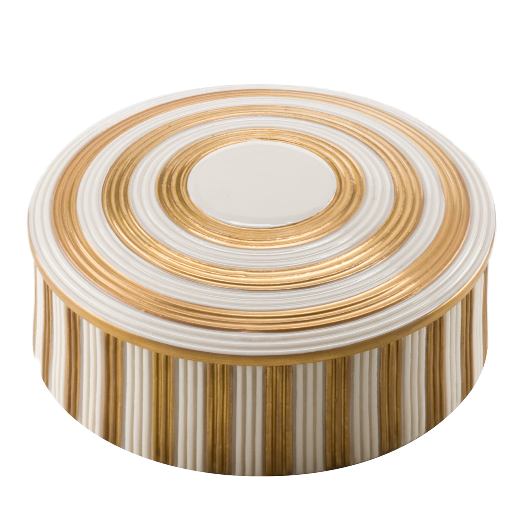 Boîte ronde Belle Epoque à rayures dorées  - Vue principale