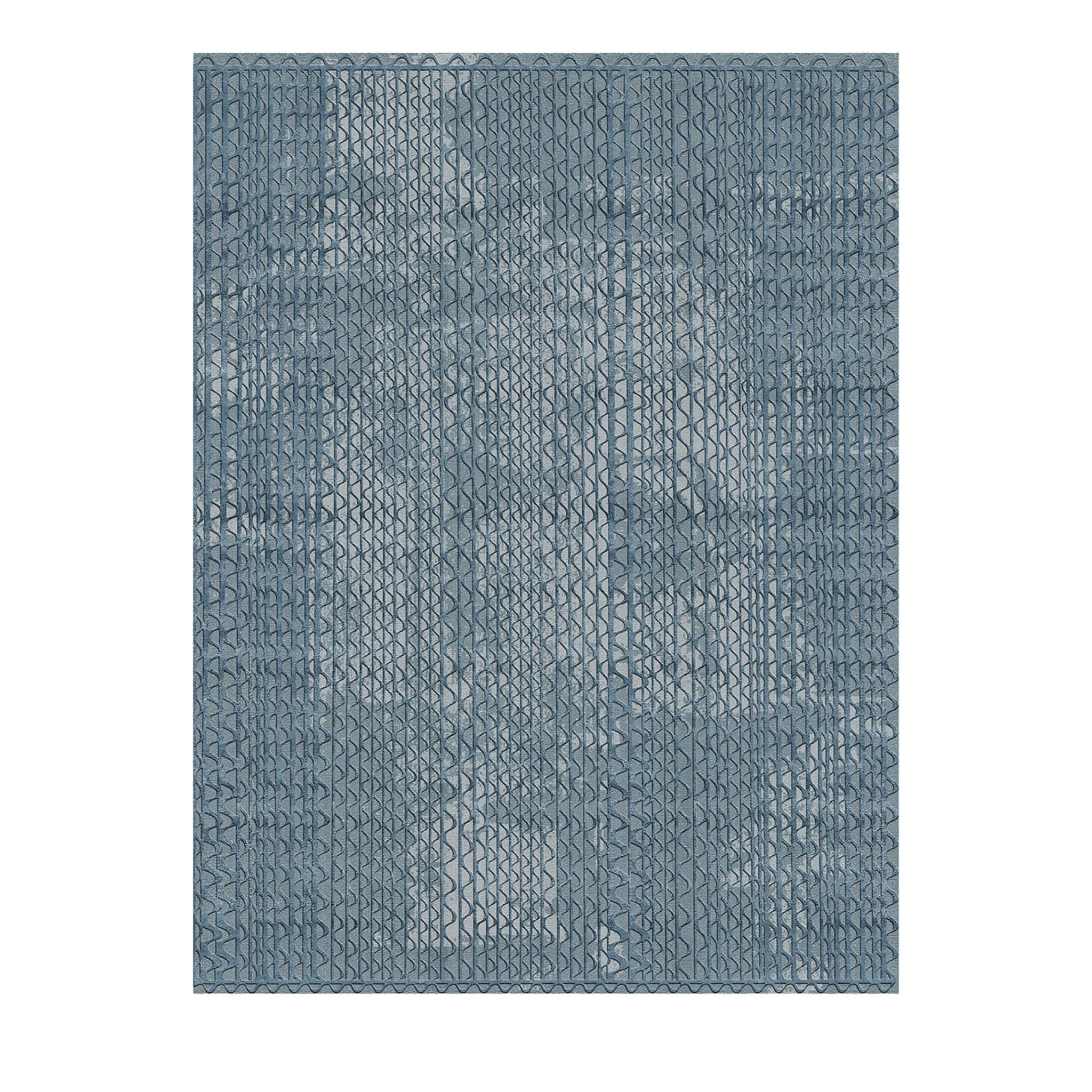 Triple Waves Rectangular Blue Rug by Lorenza Bozzoli  - Main view