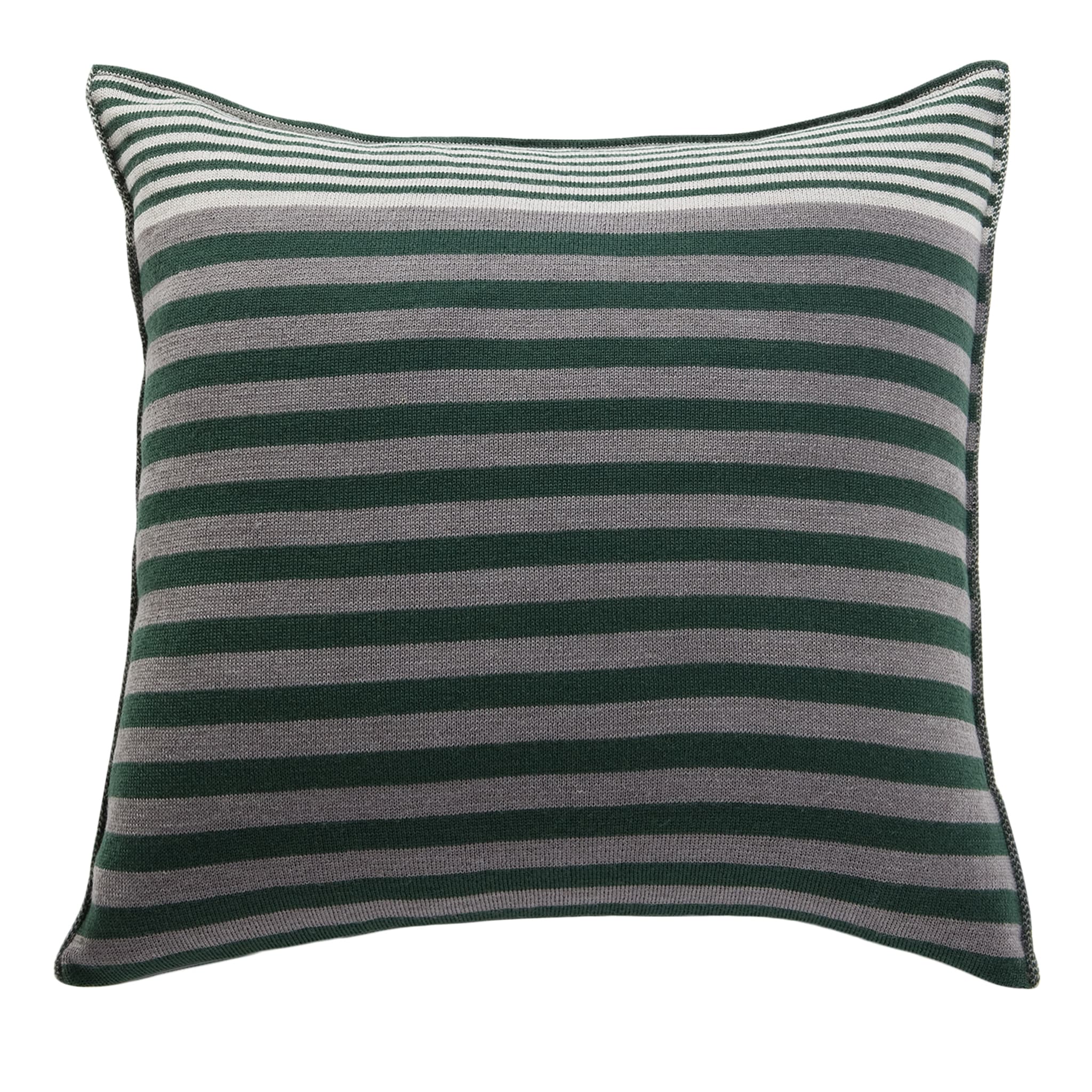 Longitudini Striped Green Cushion by Barbara Mangini - Main view