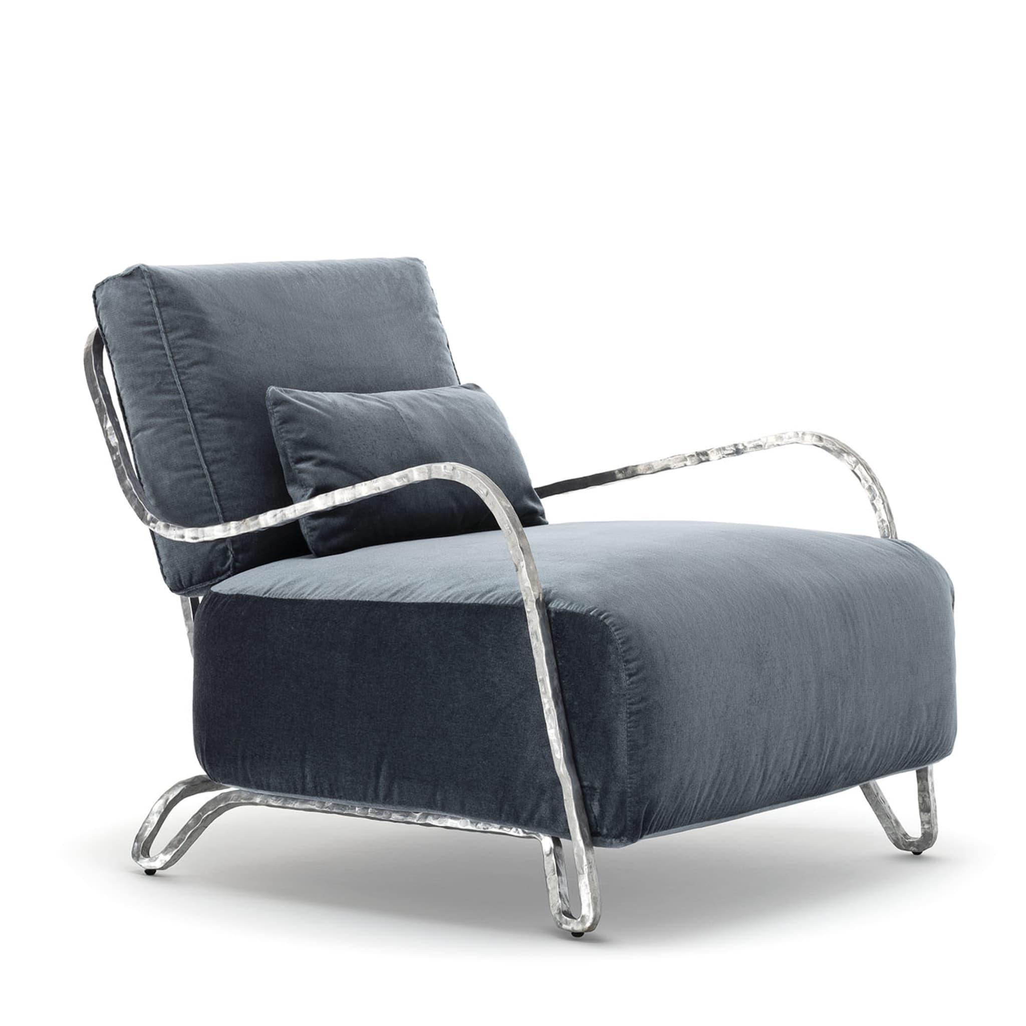 Moonlight Blue and Silver Low Armchair - Alternative view 1