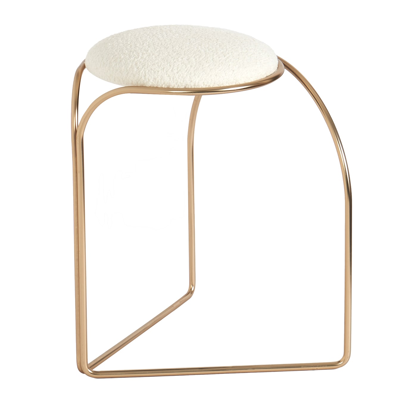 FLOW SCULPTURAL GOLD AND WHITE LOW STOOL - Enrico Girotti