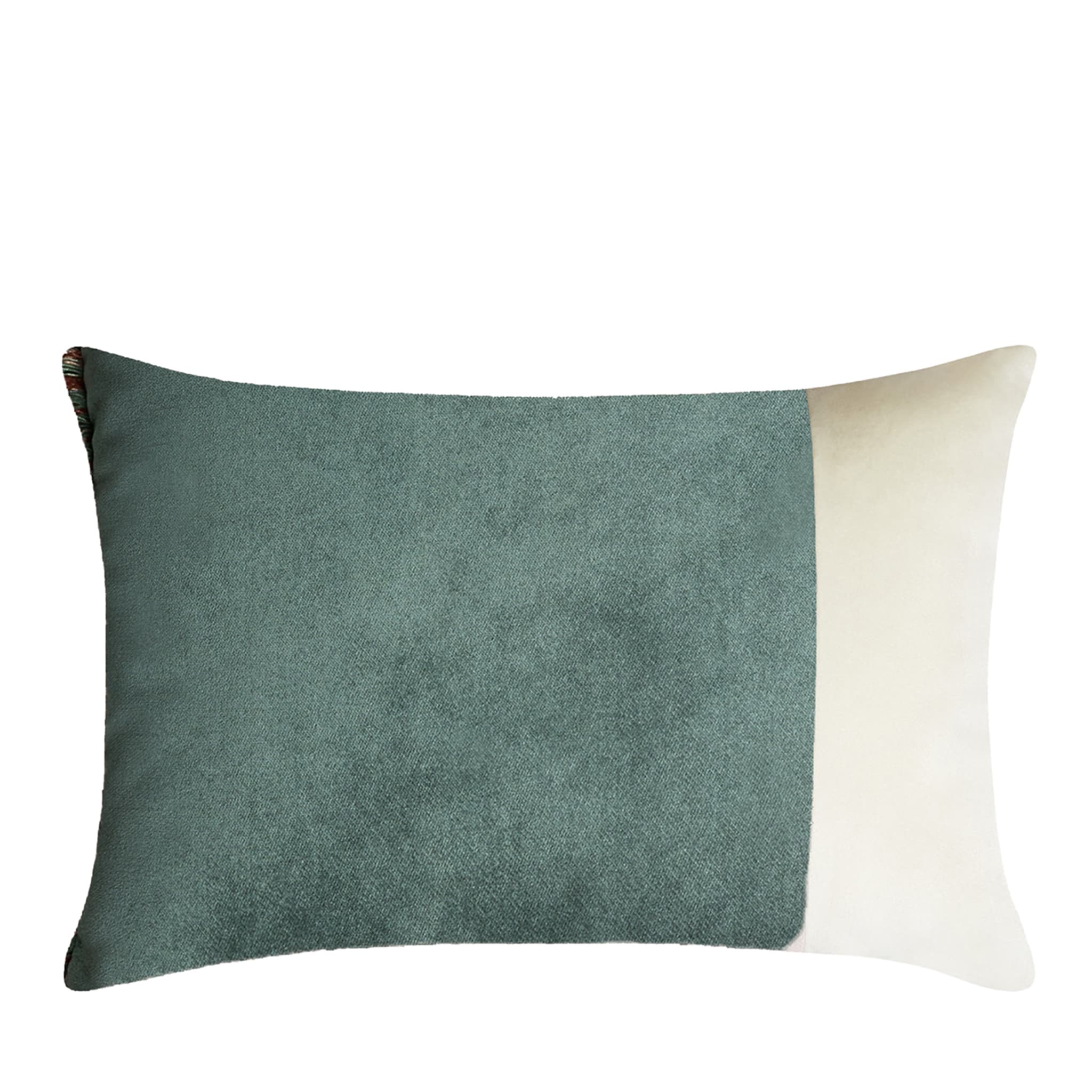 Double Teal and White Rectangular Cushion - Main view