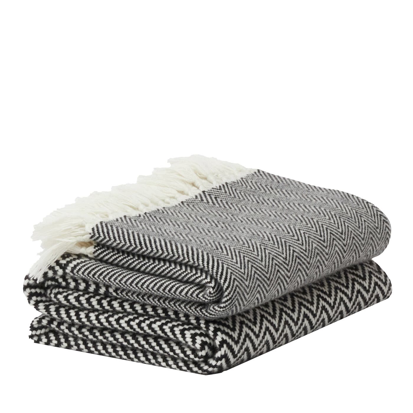 Vigo Herringbone Black-And-White Small Blanket - Alonpi