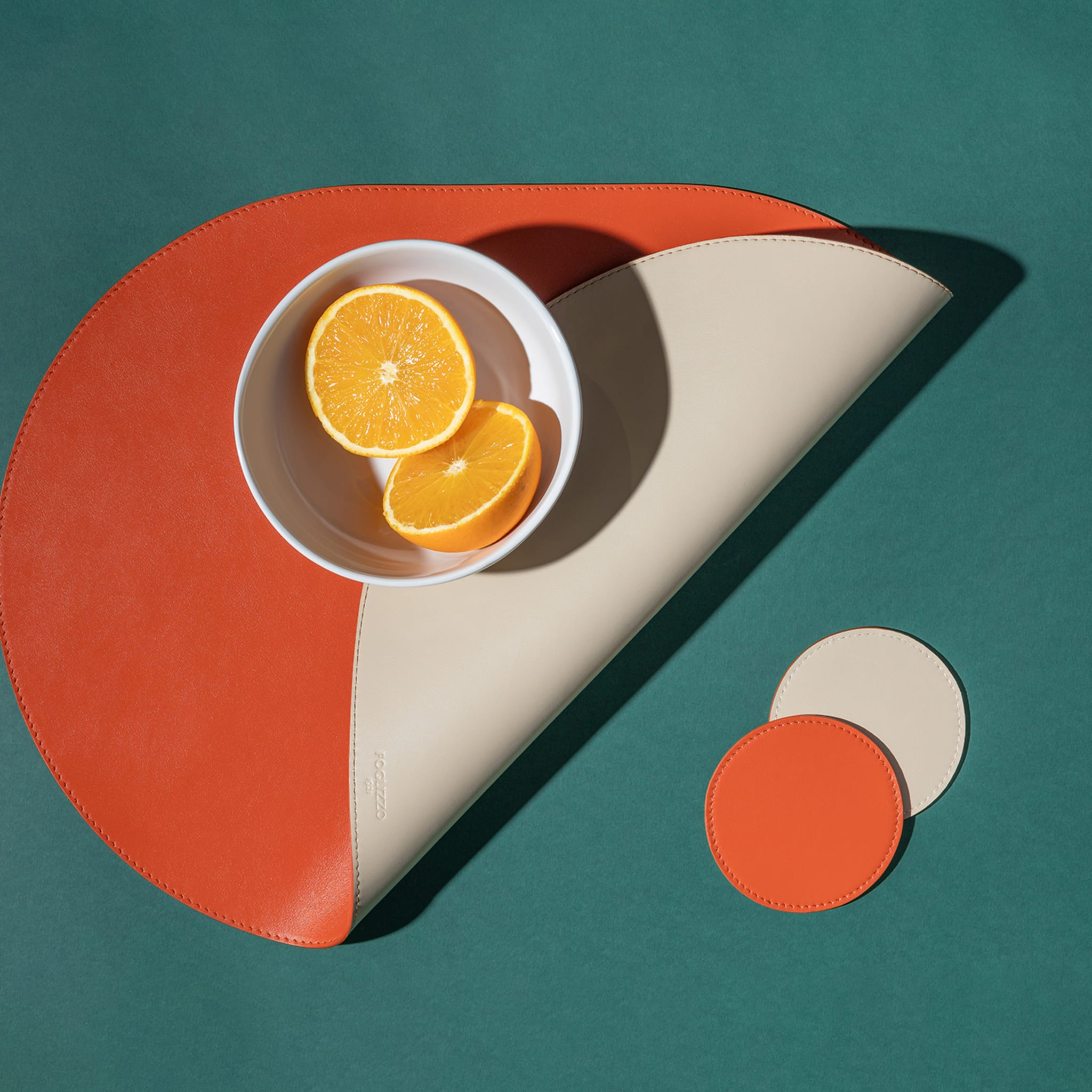 Set of 6 Dalì Soft Spritz Orange and Cappuccino Beige Round Coasters - Alternative view 5