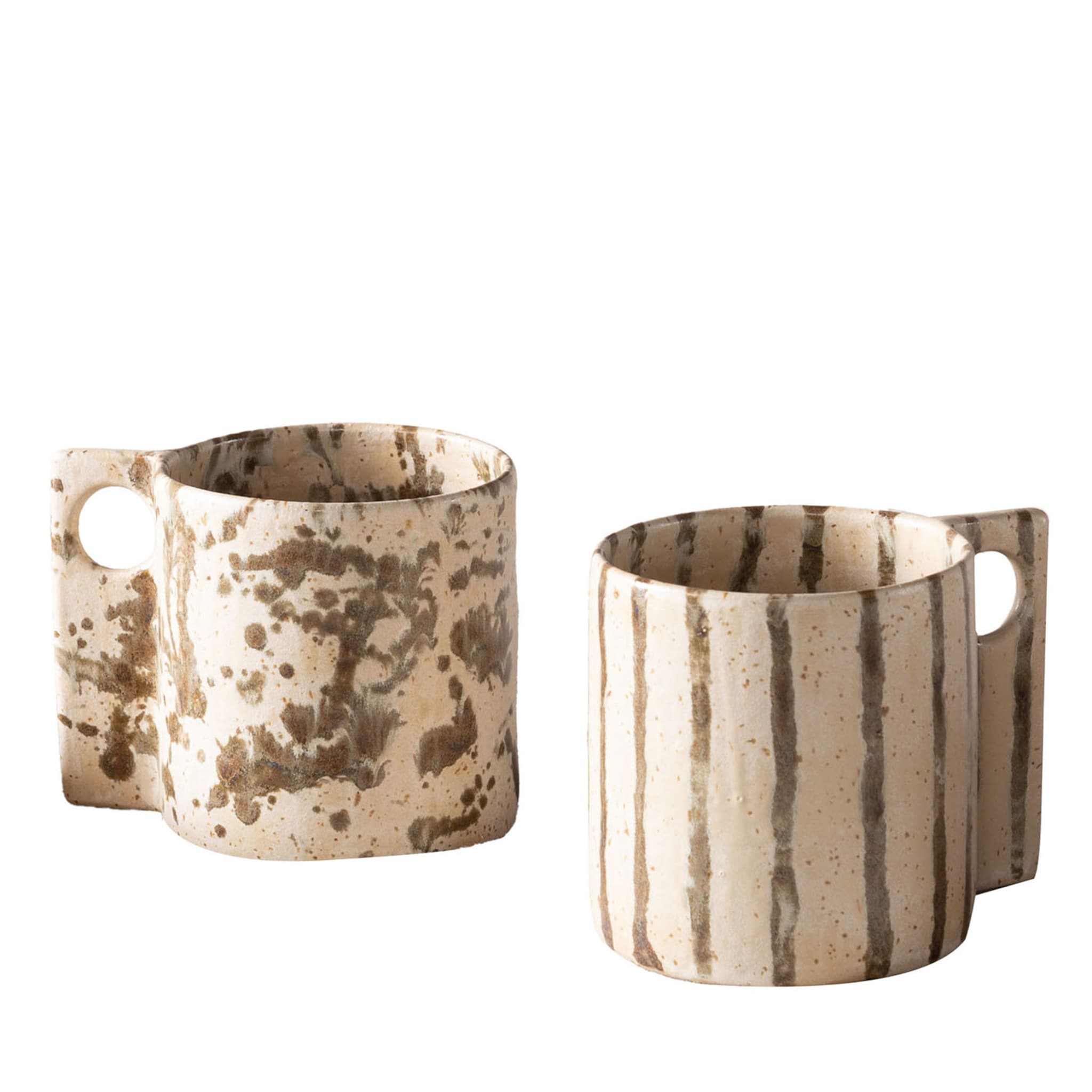 Set of 2 Staines and Lines Glaze Hole Mugs - Main view
