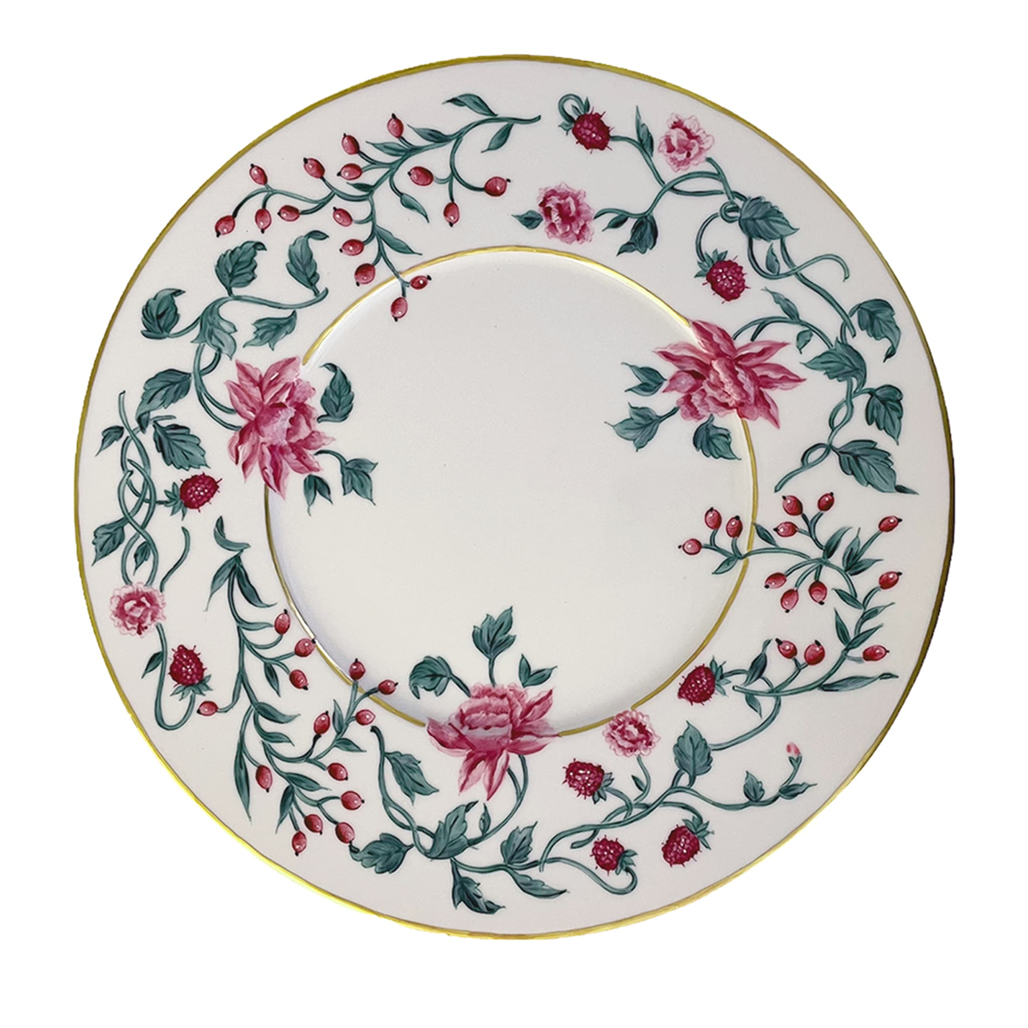 SET OF 6 ROSE BERRY DINNER PLATES - Main view