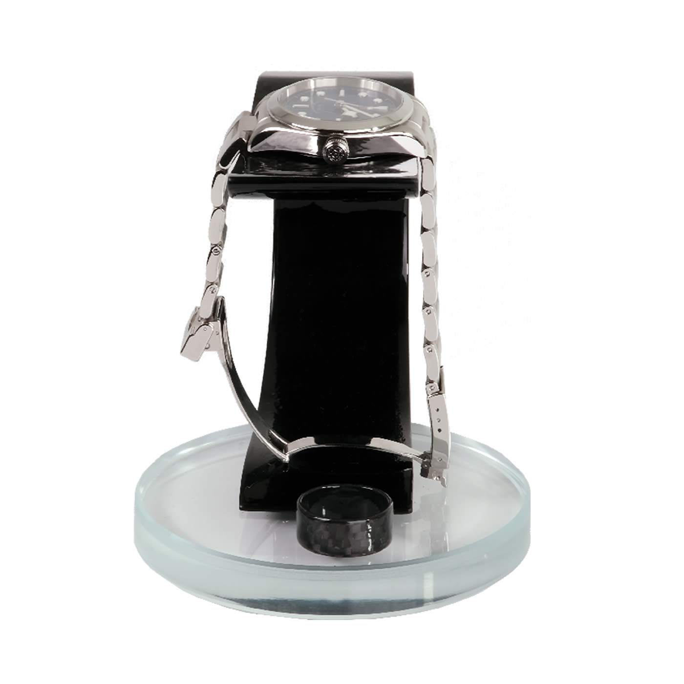 MT Black Real Carbon Fiber and Glass Watch Stand - Maurizio Time