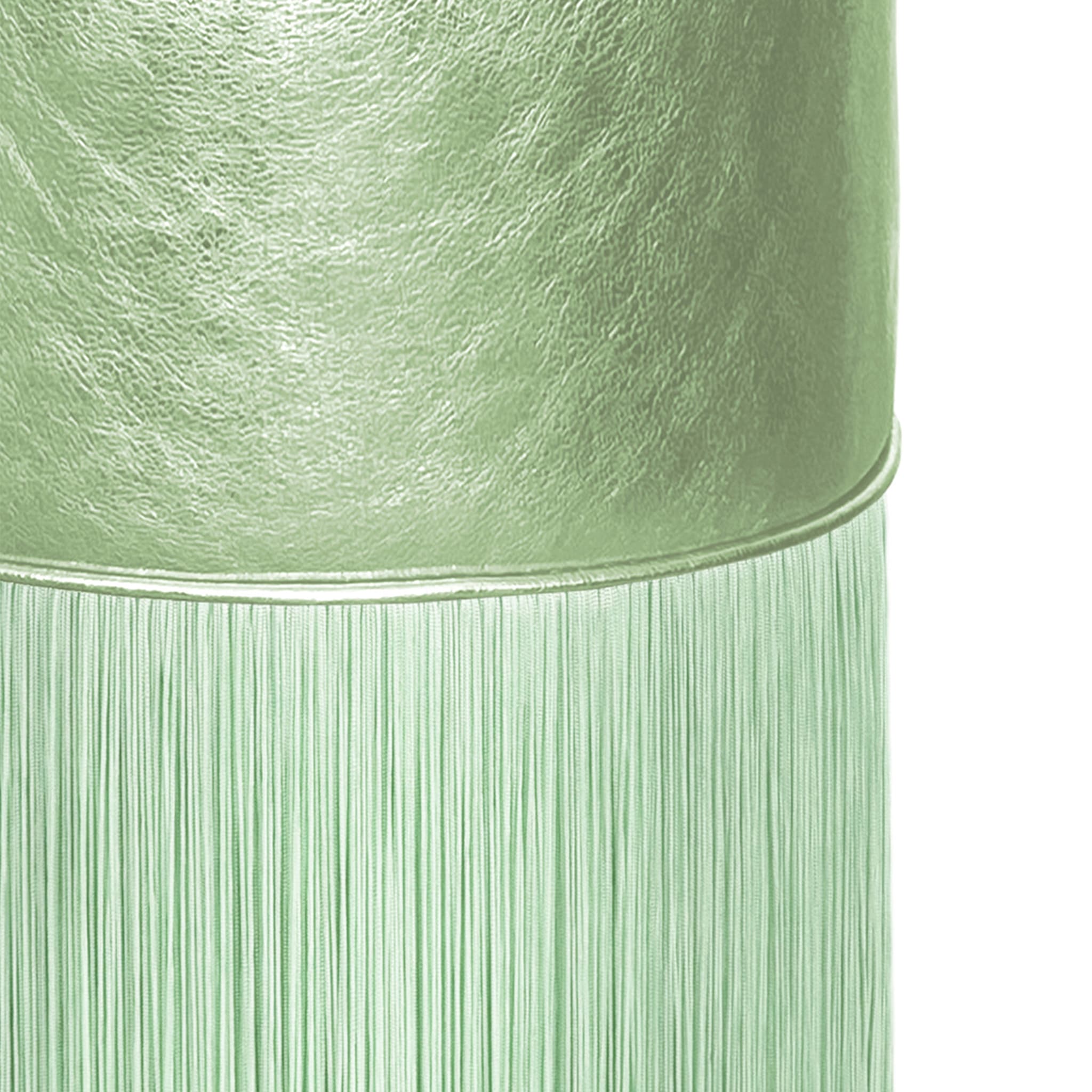 Gleaming Light Green Metallic Leather Pouf by Lorenza Bozzoli - Alternative view 1