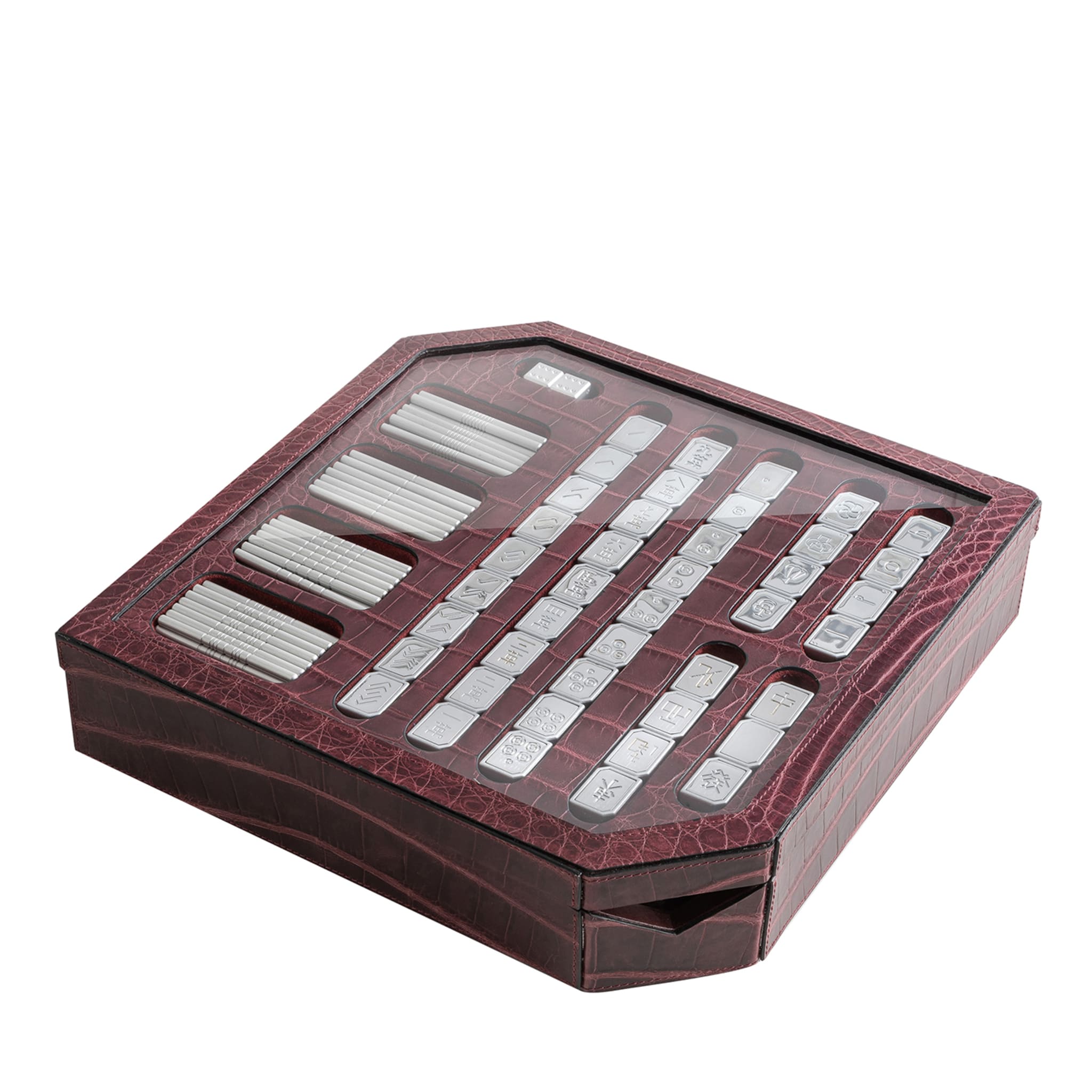 Red Leather Mahjong Game Set - Main view