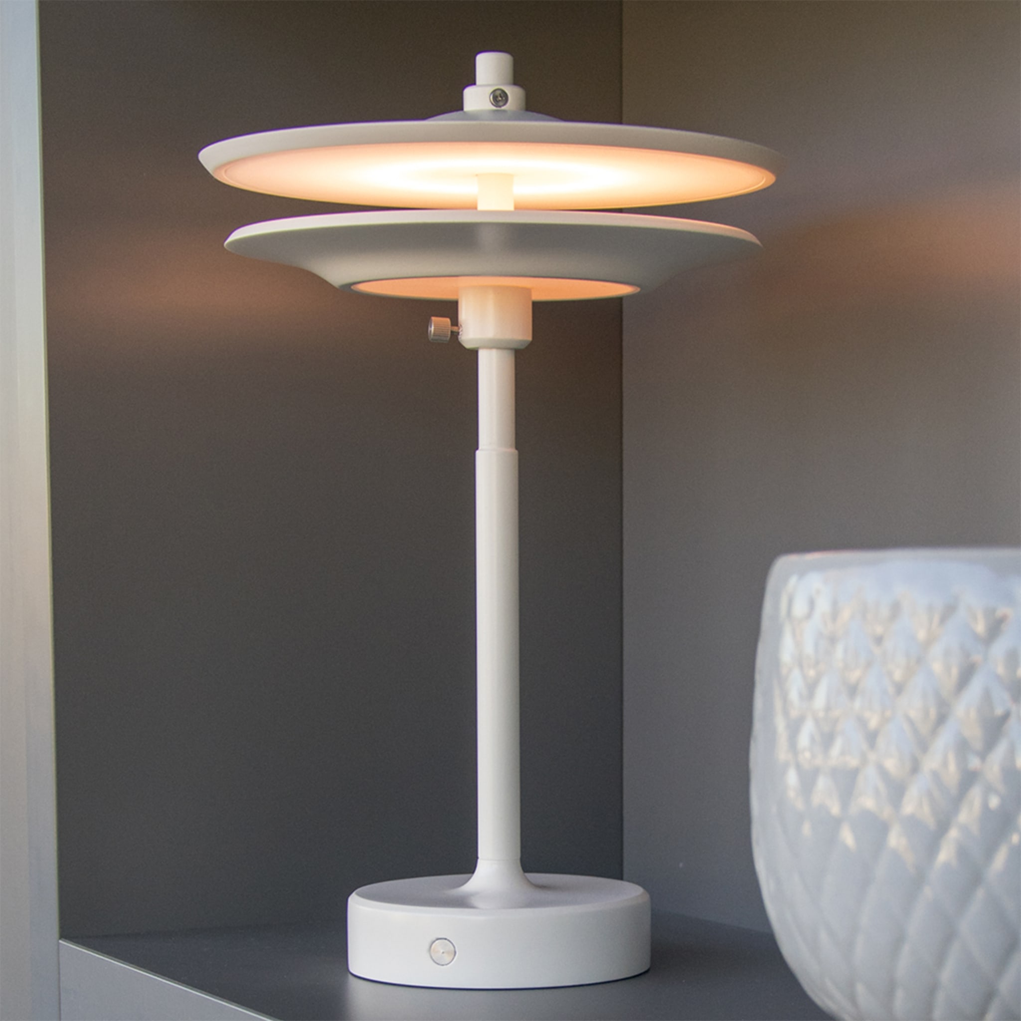 Drum White Rechargeable Table Lamp by Albore Design - Alternative view 2