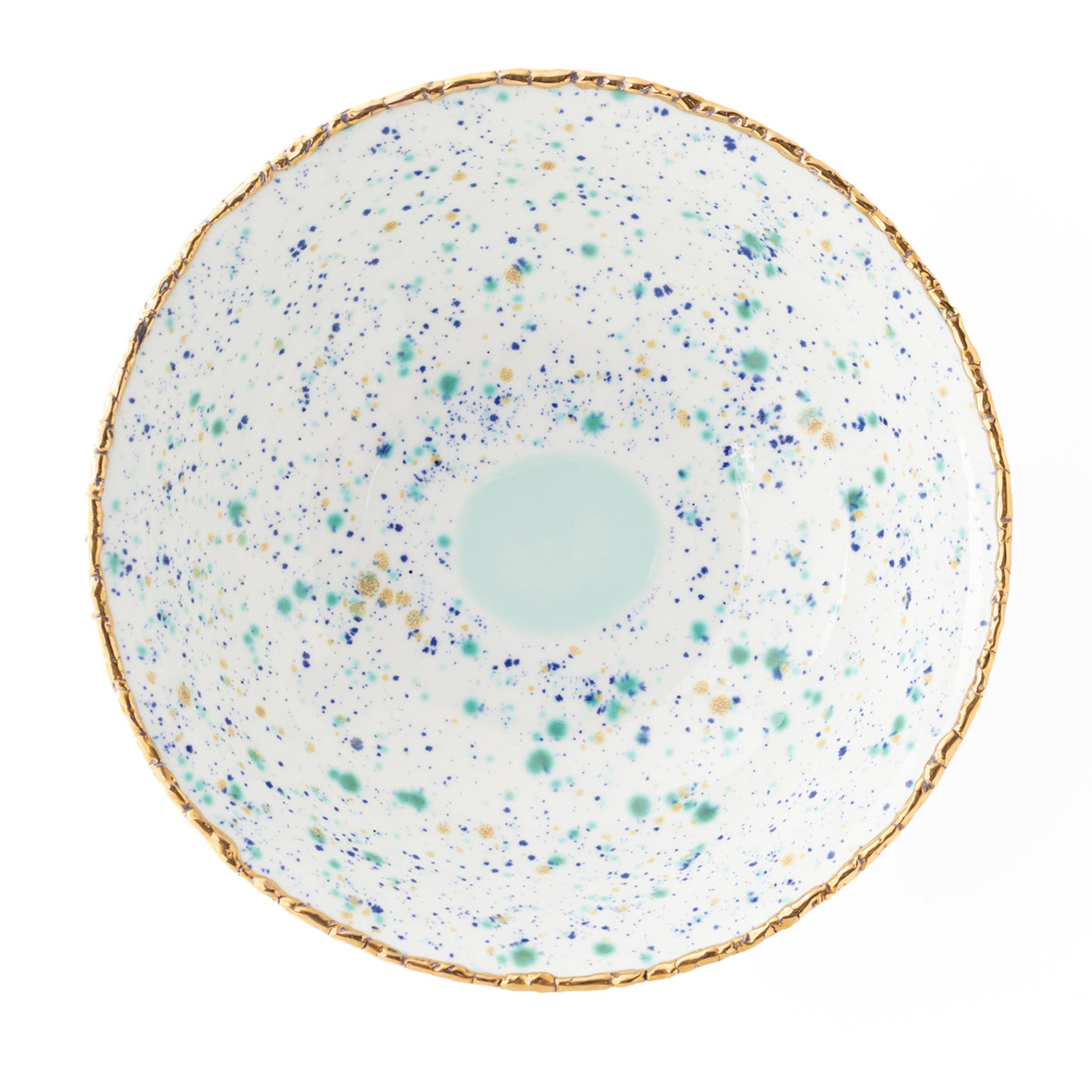 Grand saladier en marbre bleu avec bordure craquelée - Vue alternative 1