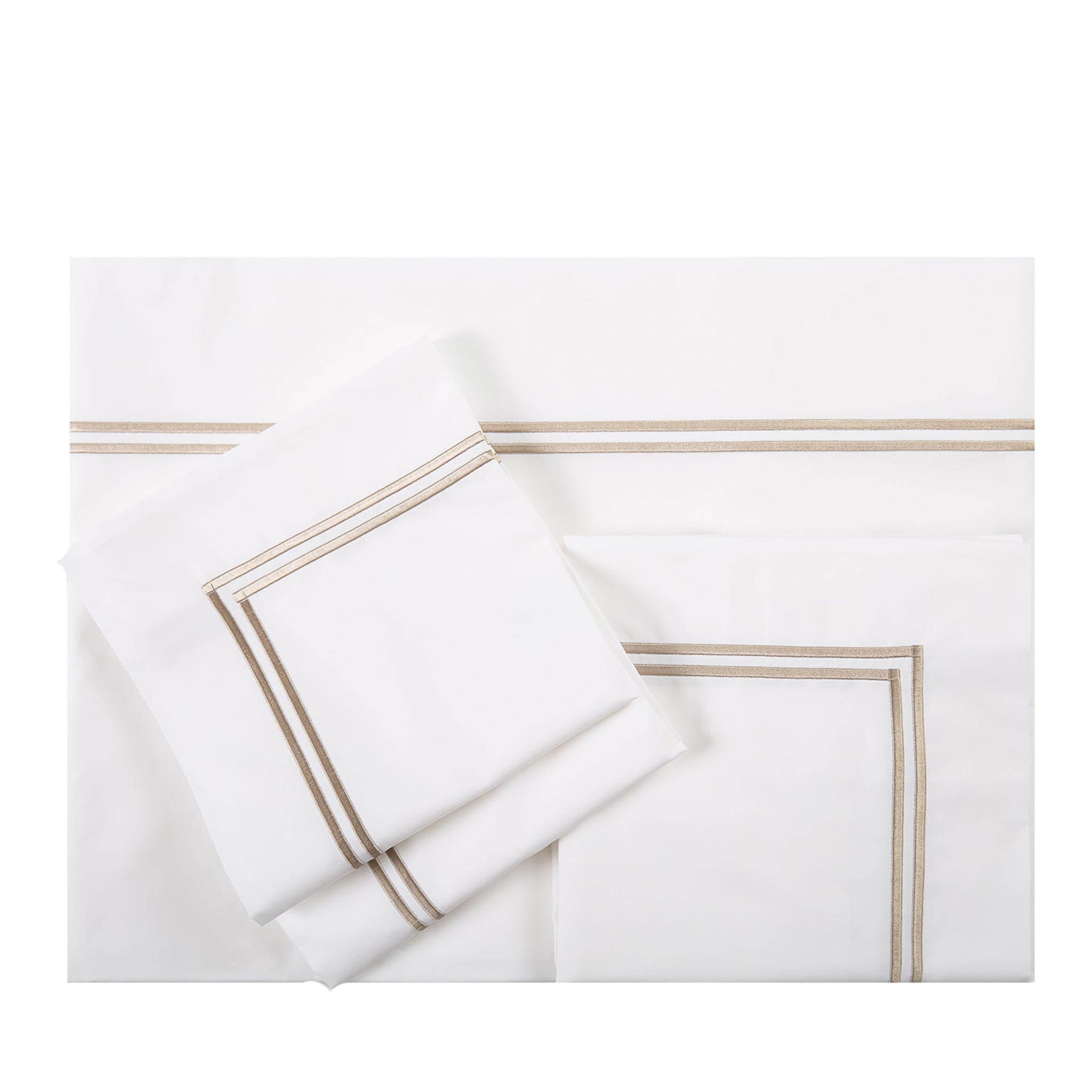 Set di lenzuola Lux Hotel bianche e beige - Vista principale