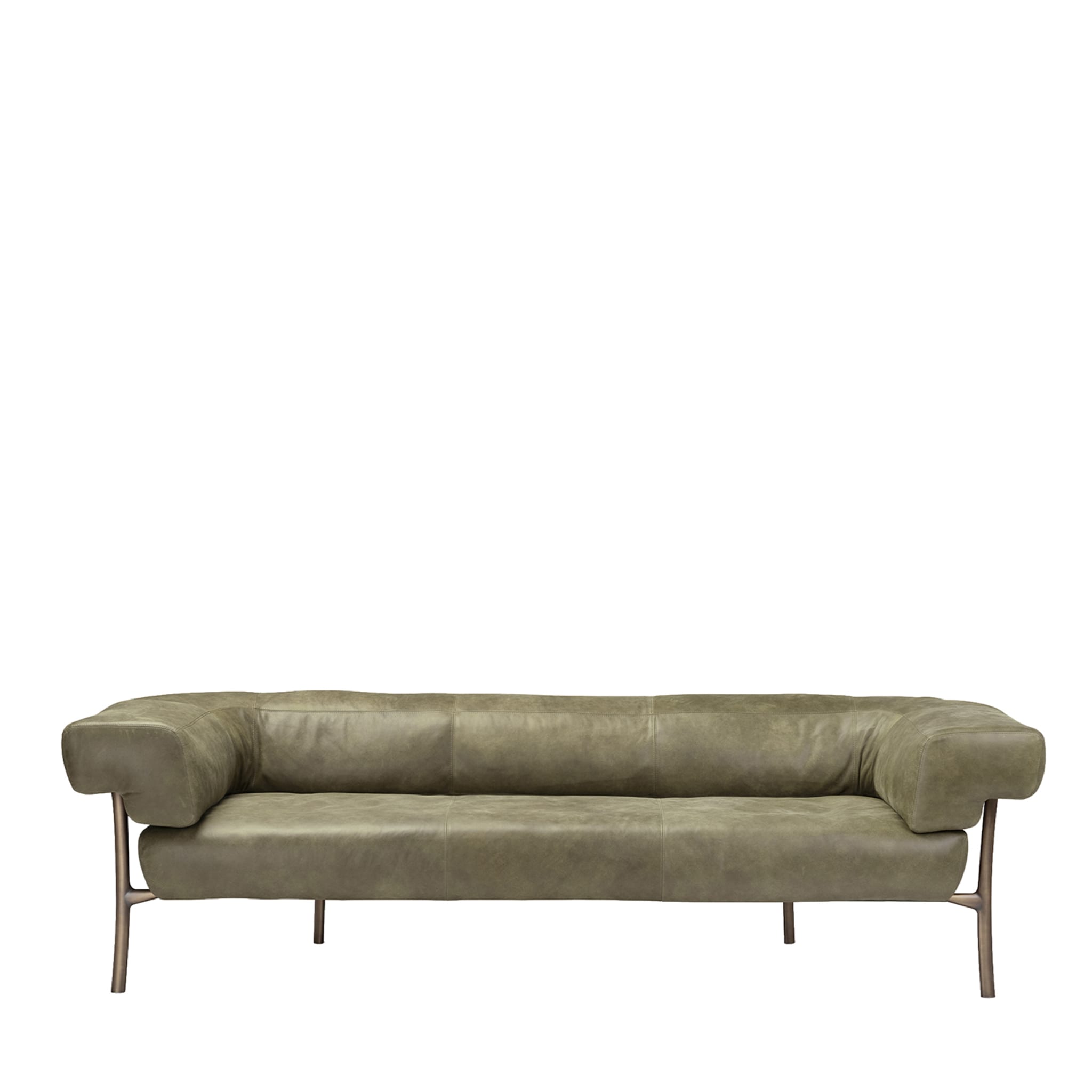 Katana Gray Leather Sofa by Paolo Rizzatto - Main view