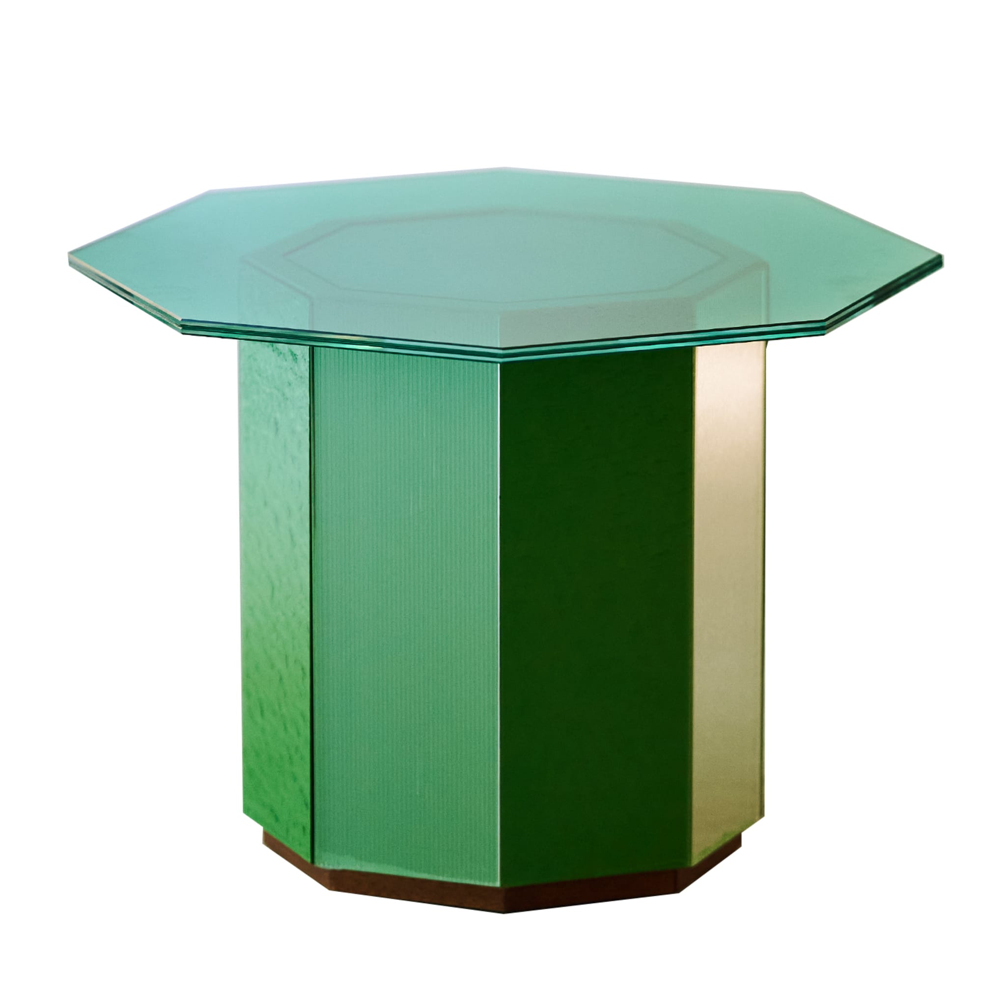 Sandra e Raimondo 35 Table d'appoint en bois vert et verre - Vue principale