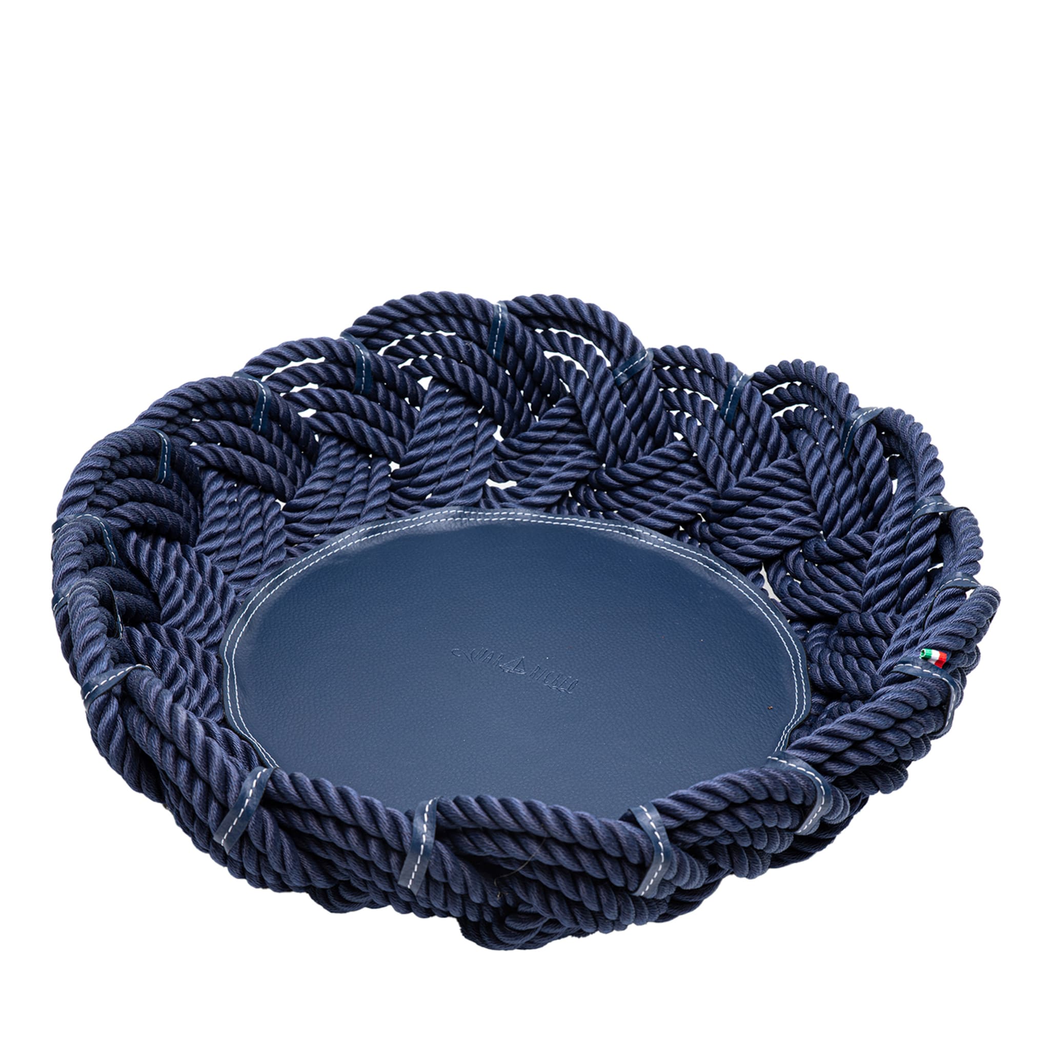 Extra-Large Blue Eco-Leather & Rope Centerpiece Bowl - Main view