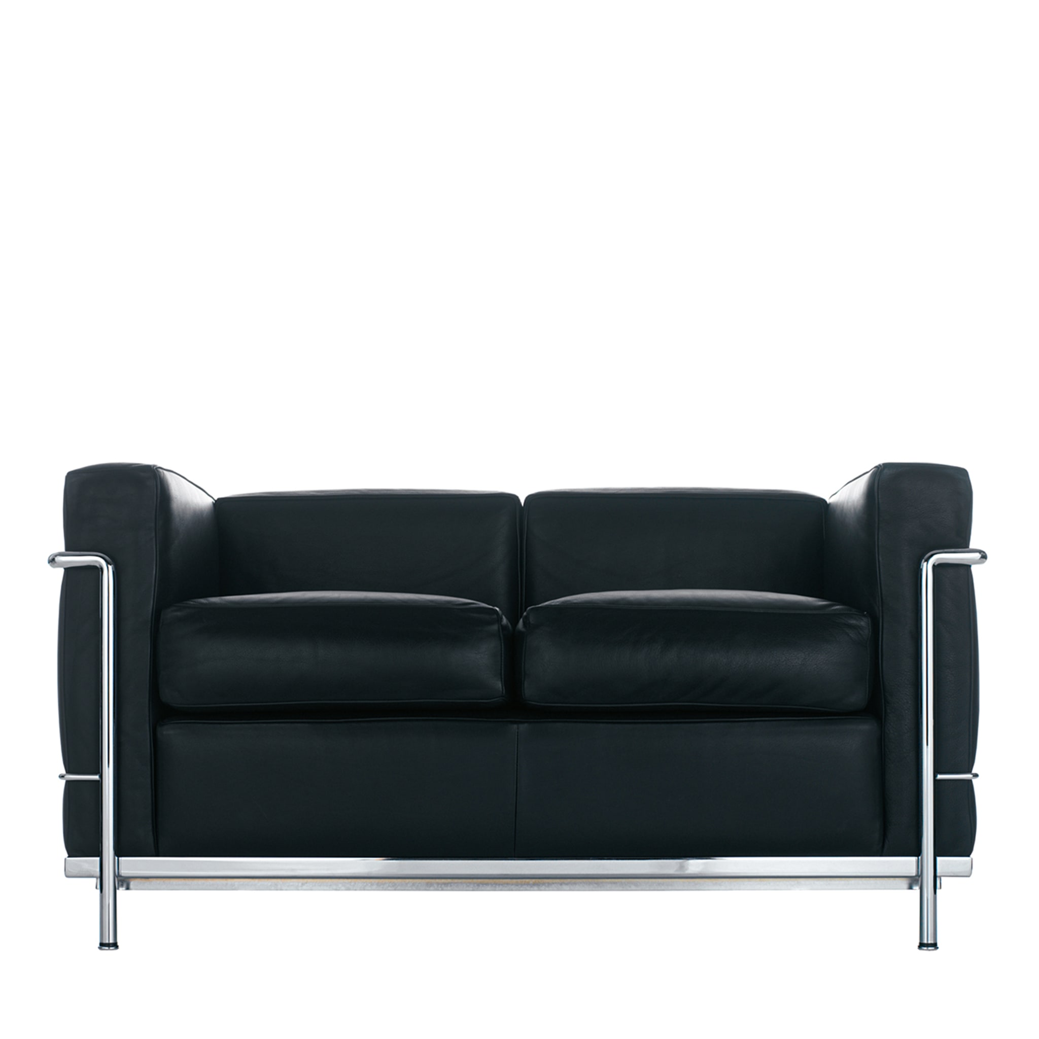 2 Fauteuil Grand Confort, Petit Modèle By Le Corbusier & Pierre Jeanneret & Charlotte Perriand - Graphite Leather 2-Seater Sofa - Main view