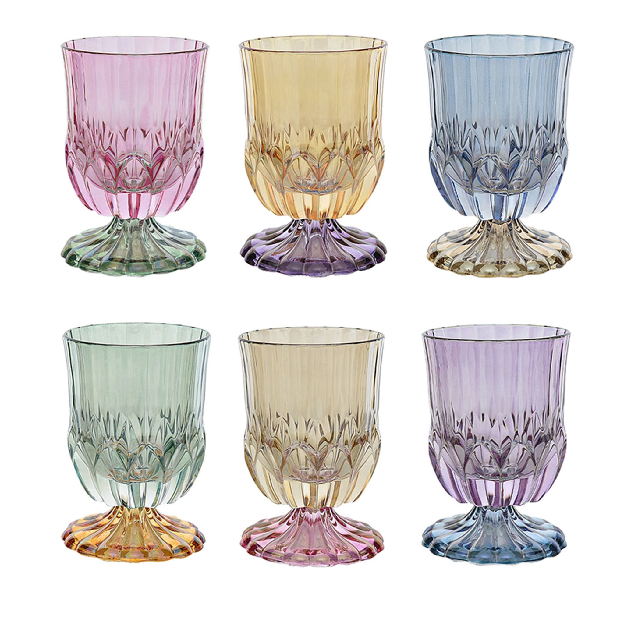 Set of 2 Clear Glass Water Goblet Wine Juice Glasses Stemware 6 2 Stem  EUC