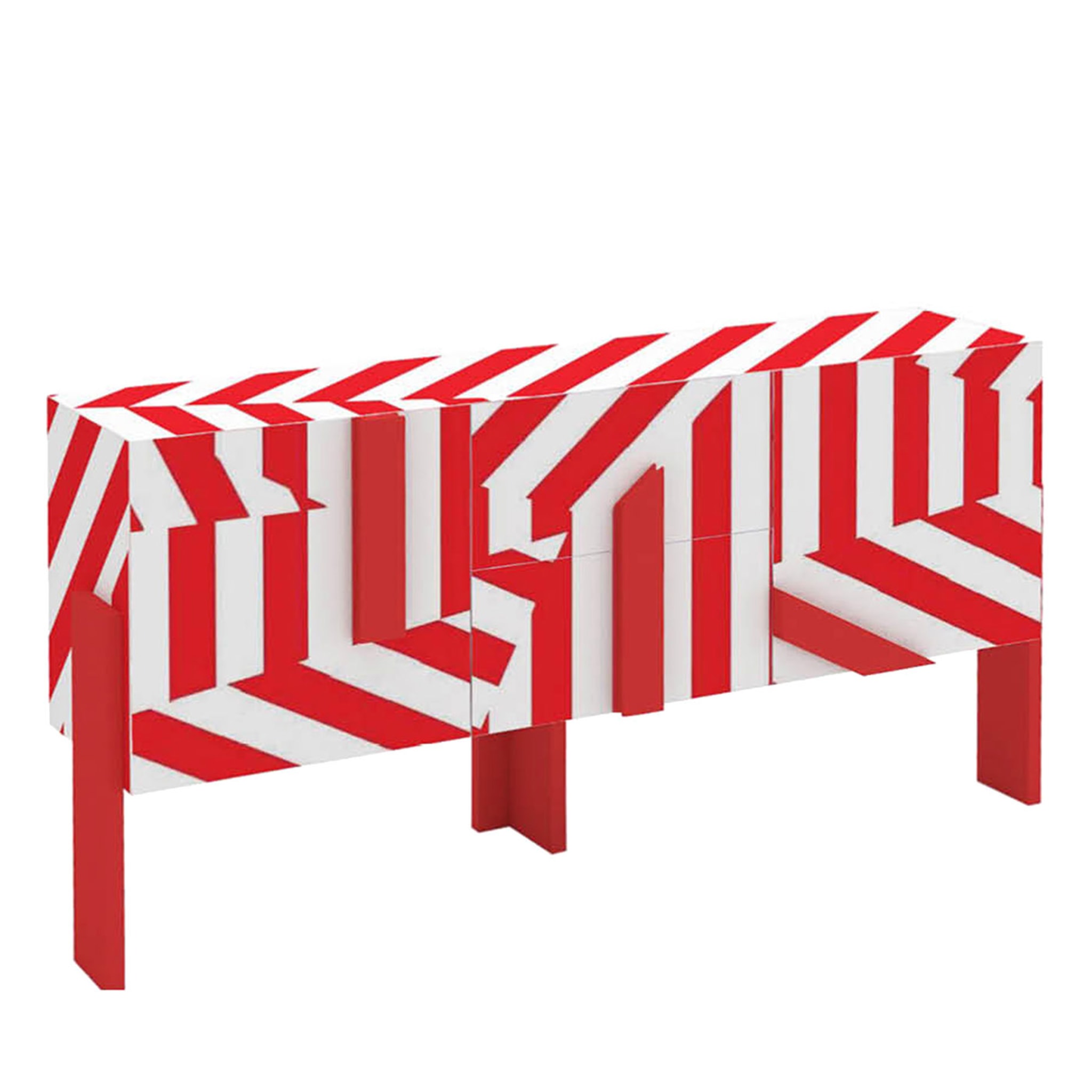 Ziqqurat Striped Red & White Sideboard by Driade Lab - Main view