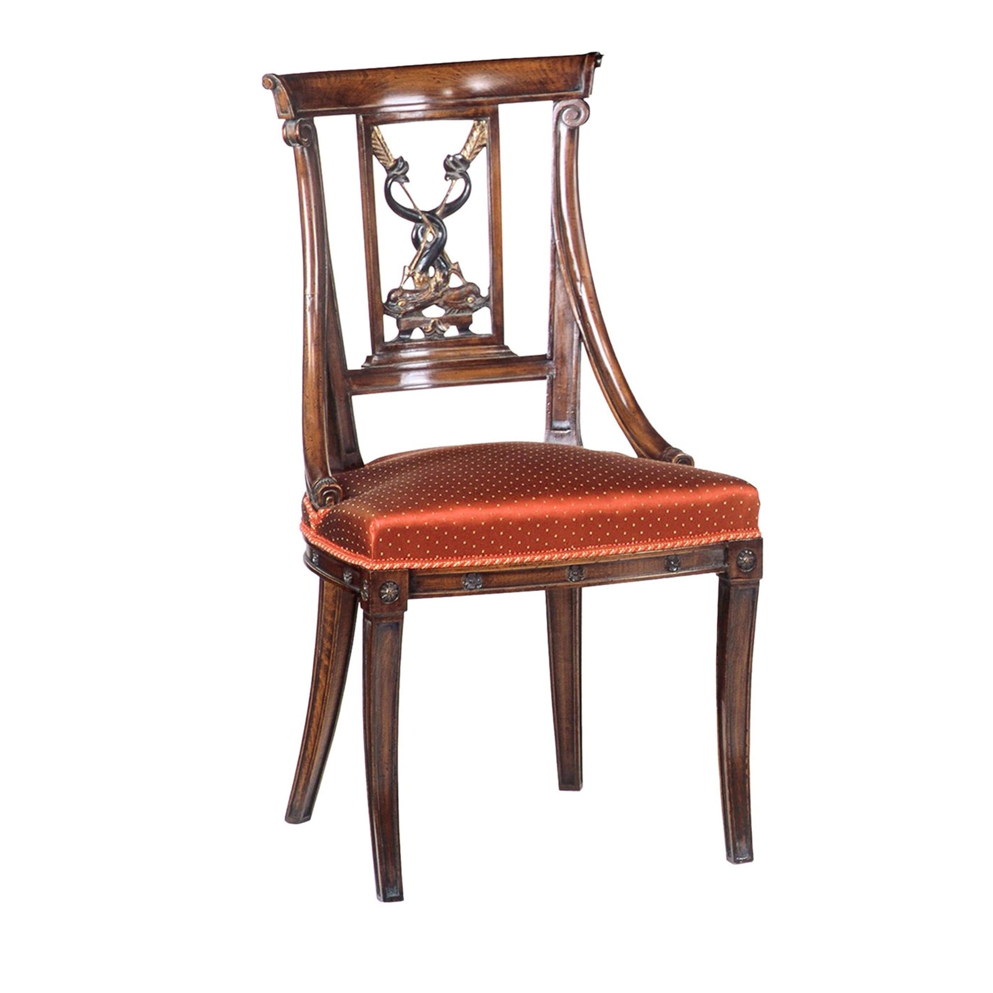 French Empire-Style Red-Cushion Chair - Main view