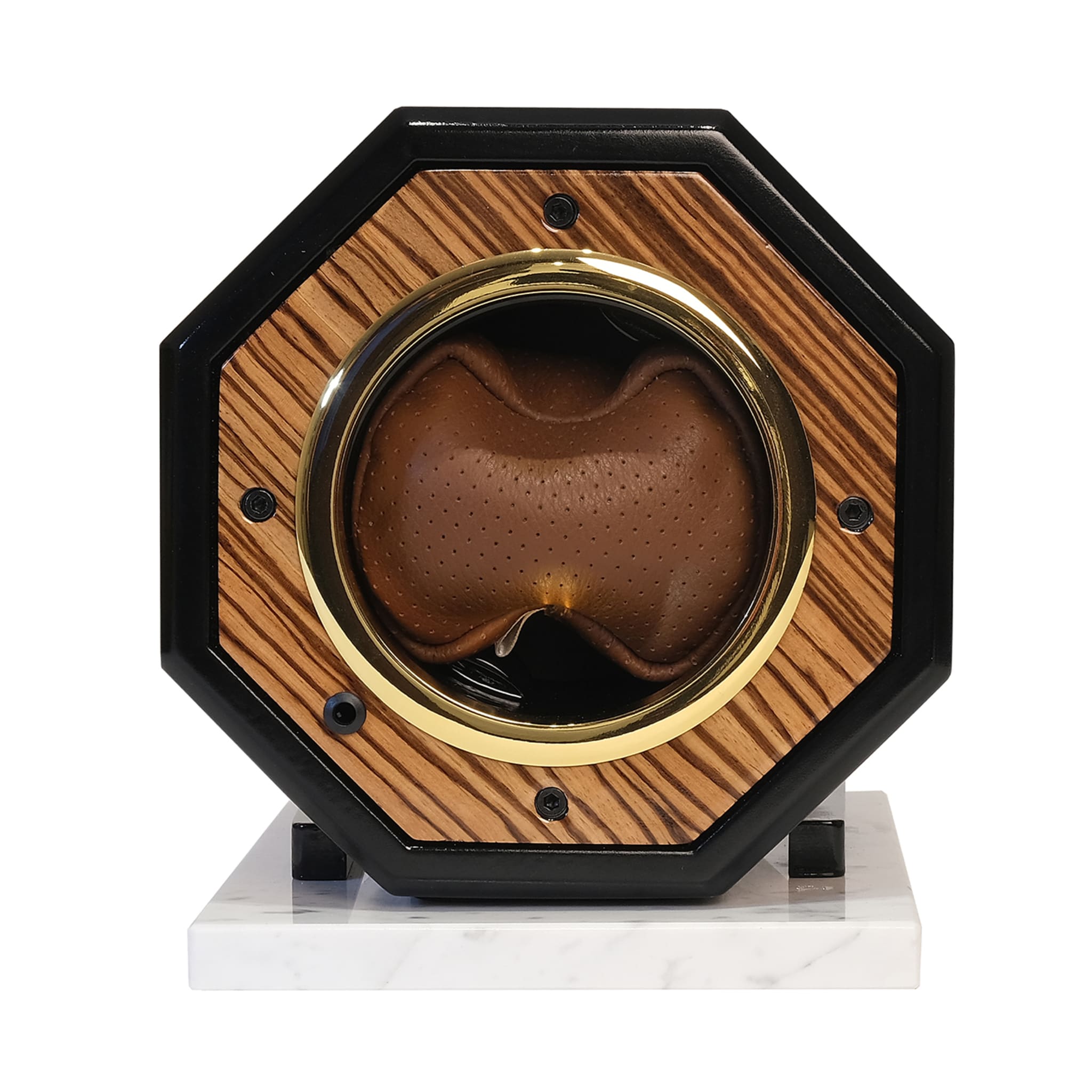 MT Octagon Watch Winder Brown Leather & Zebrano Wood - Main view
