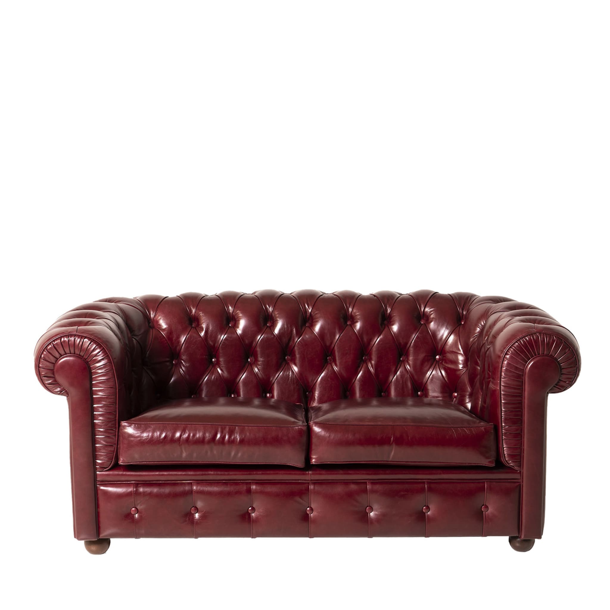 Chesterfield Bordeaux Leather Sofa - Main view