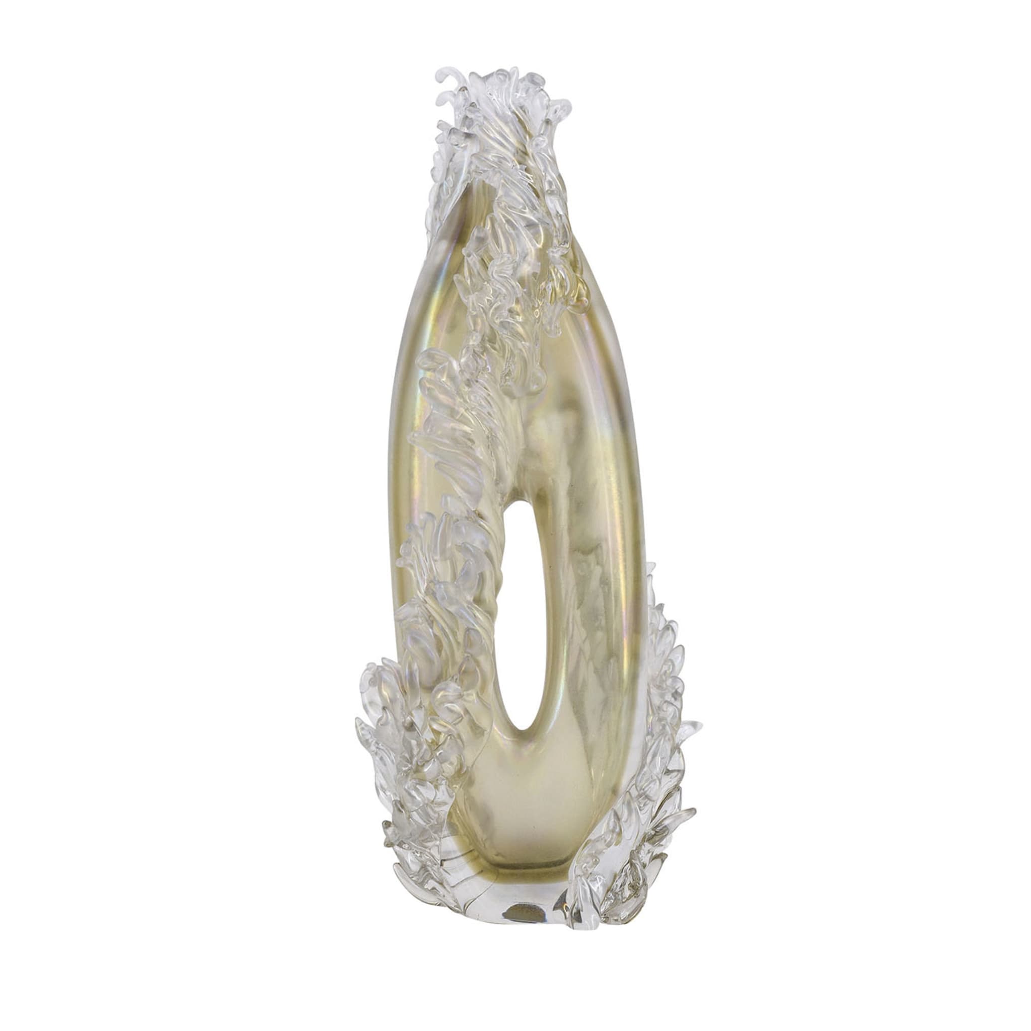Vase beige et transparent Plume #2 - Vue principale
