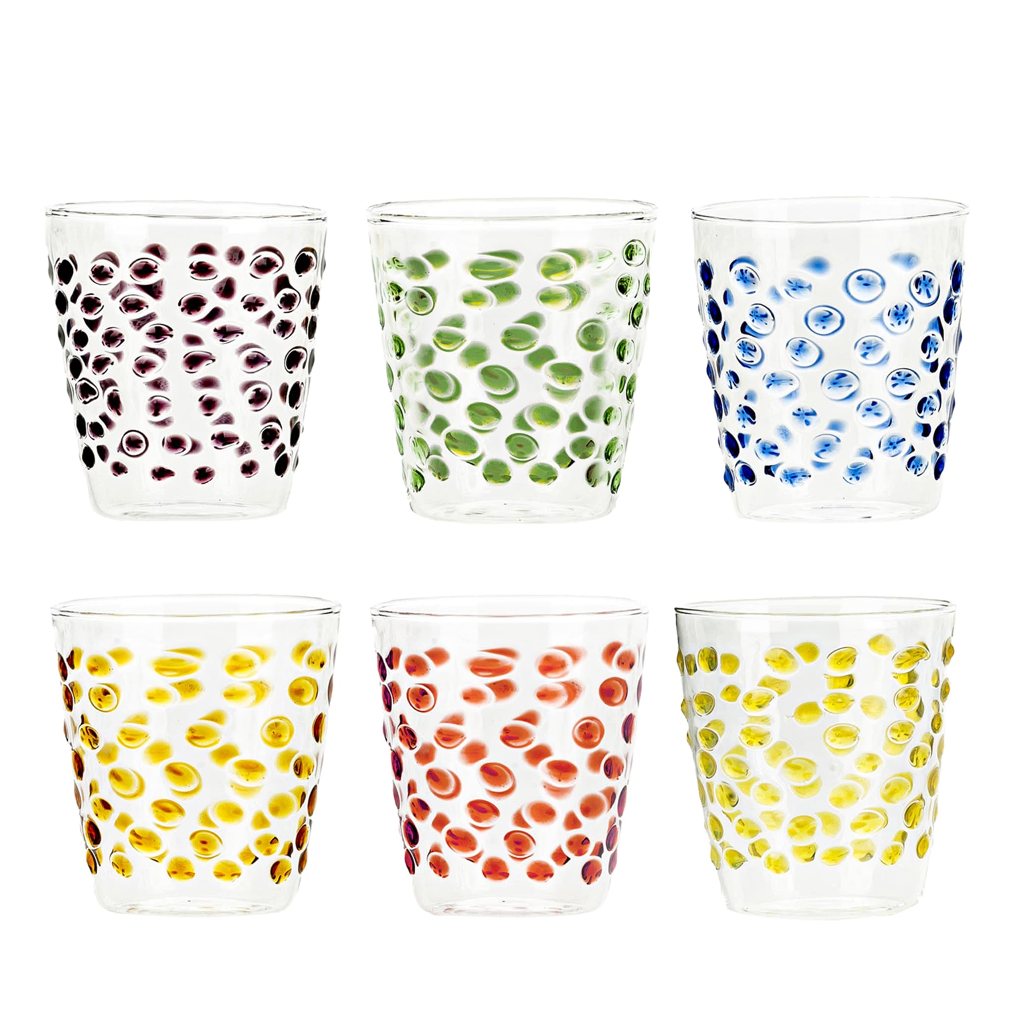 Set of Six Multicolored Bubble Glasses - Main view